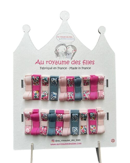 Harmonie de 20 Barrettes framboise, bleu et rose - P3