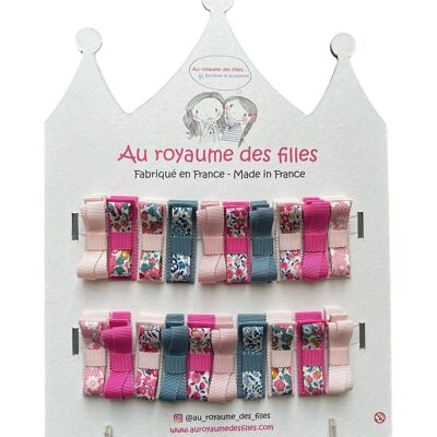 Harmonie de 20 Barrettes framboise, bleu et rose - P3