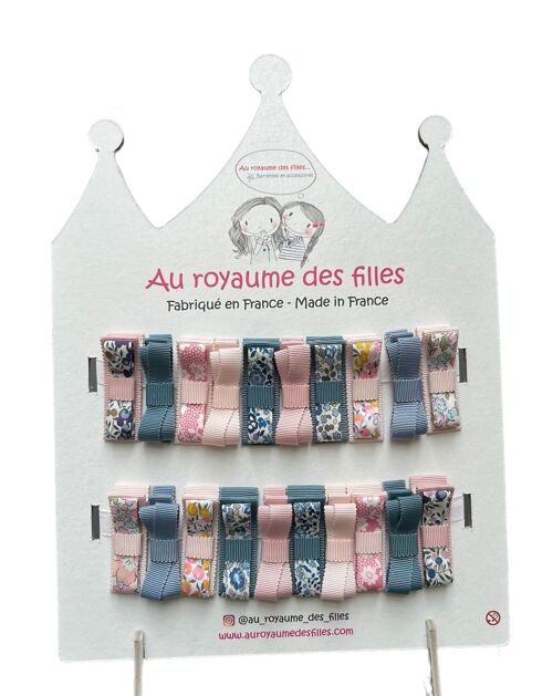 Harmonie de 20 Barrettes bleu et rose - P4