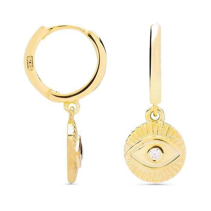 Orecchini in argento sterling 925 con zirconi lucenti rifiniti in oro giallo 18 carati - Lyphie
