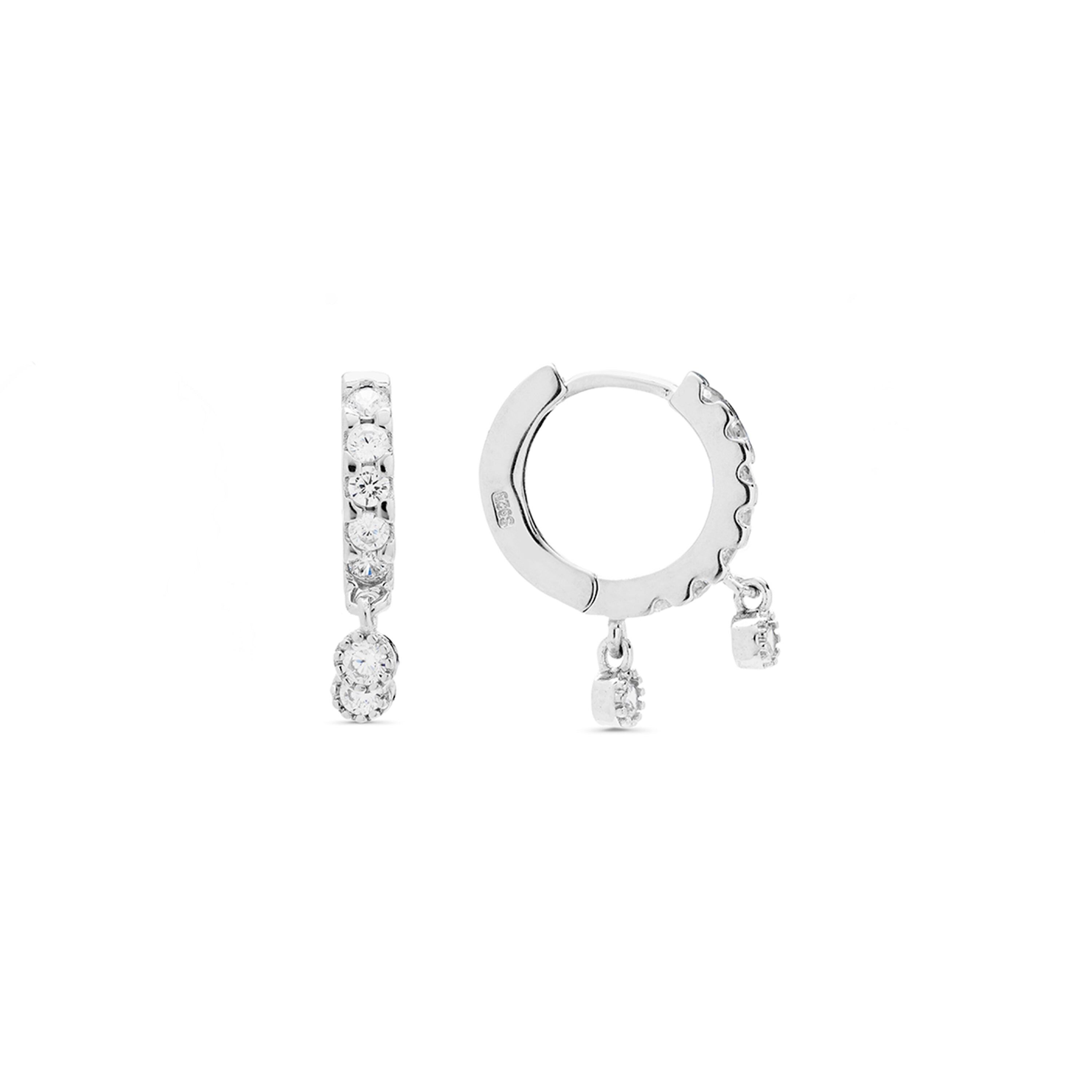 Orecchini in Argento Sterling 925 con Zirconi Lucidi rifiniti in rodio - Chardan