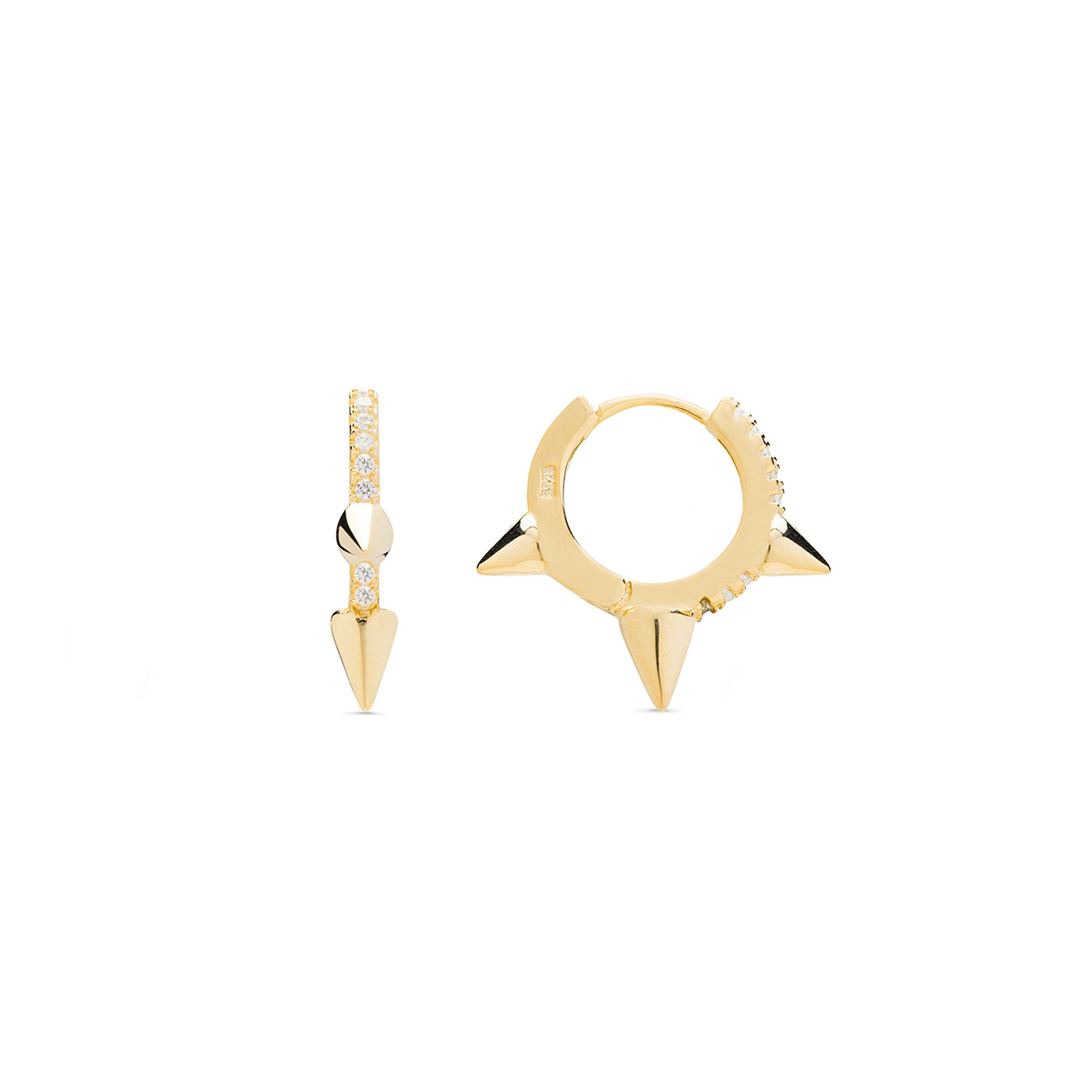 Ohrringe aus 925er-Sterlingsilber mit glänzendem Zirkonia in 18-karätigem Gelbgold – Dolaf