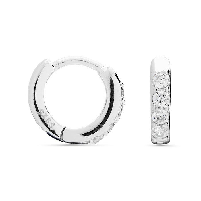 Orecchini in argento sterling 925 con zirconi lucidi rifiniti in rodio - Ansung