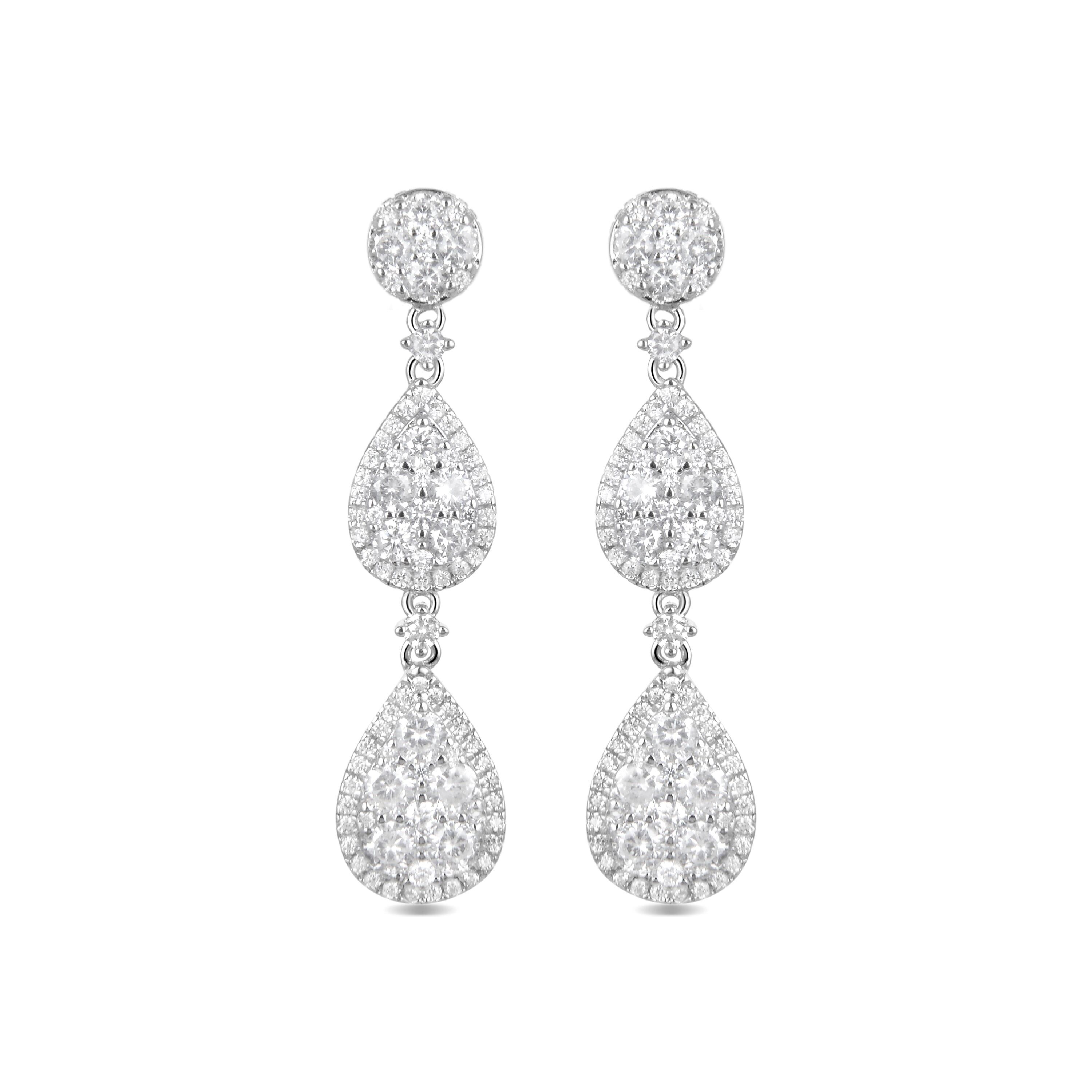 Ohrringe aus 925er-Sterlingsilber mit glänzendem Zirkonia und rhodiniertem Finish – Fredcrow