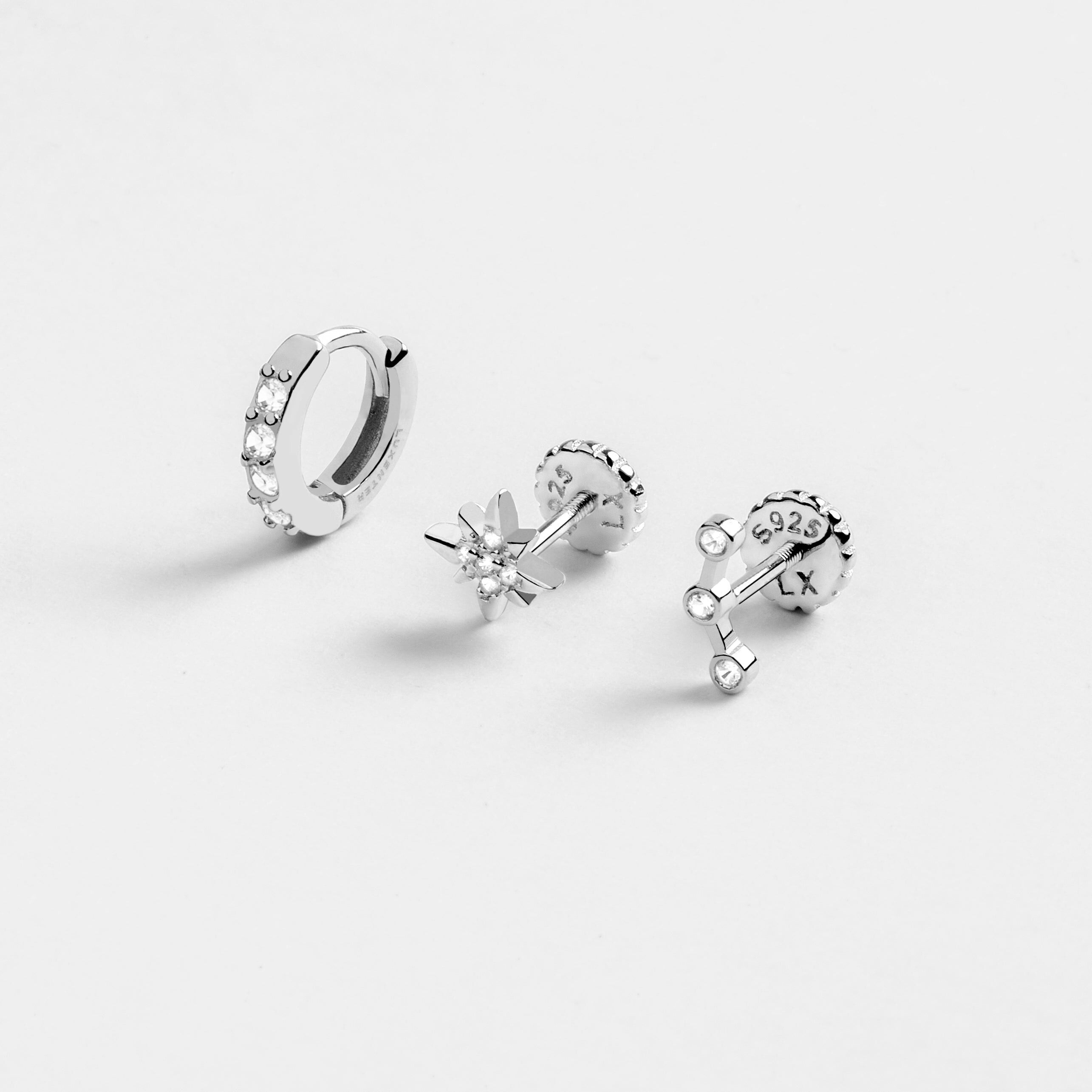 Set Luxenter di piercing Ansung, Waruan e Qant in argento sterling 925