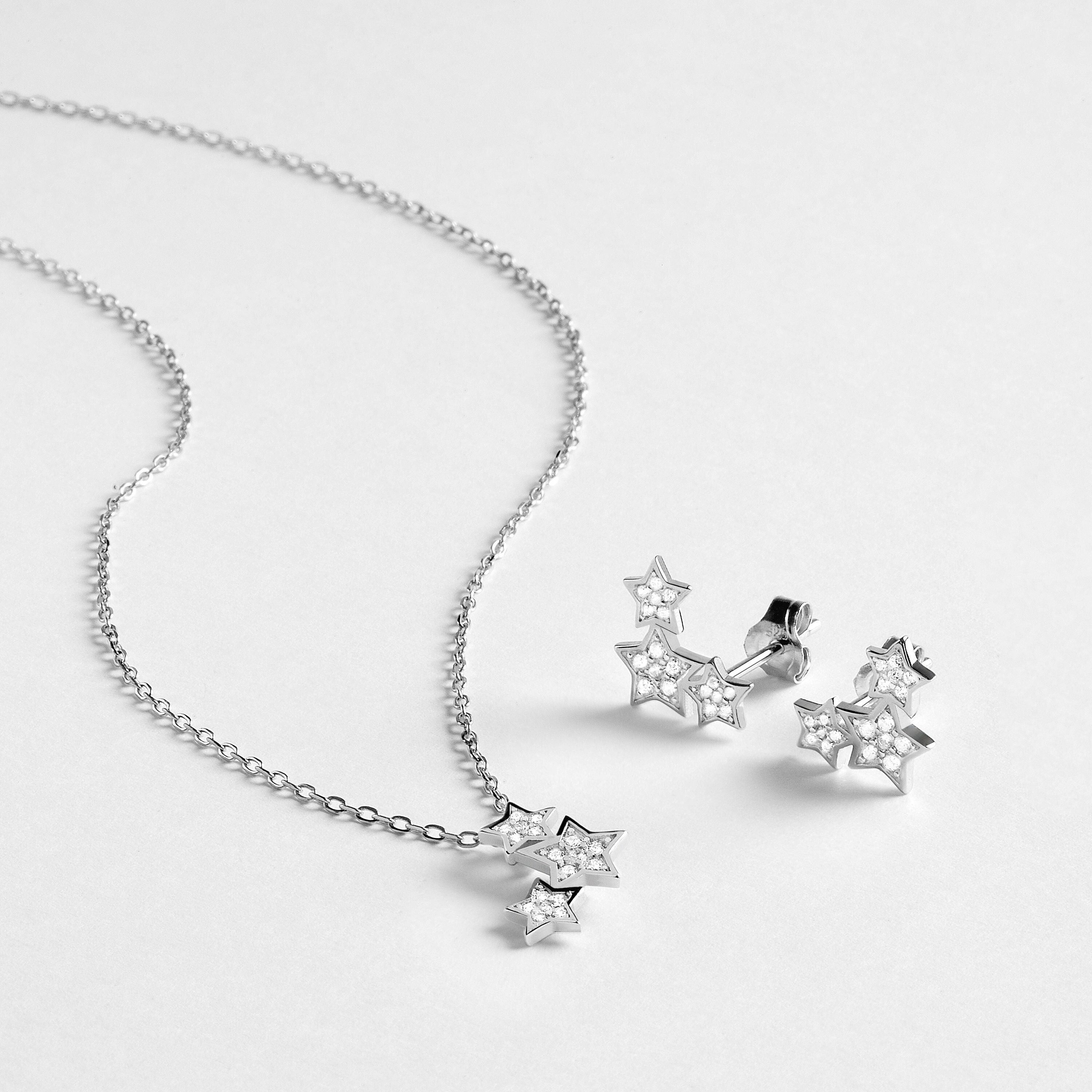 Set di orecchini e collana per famiglie in argento sterling 925 Luxenter