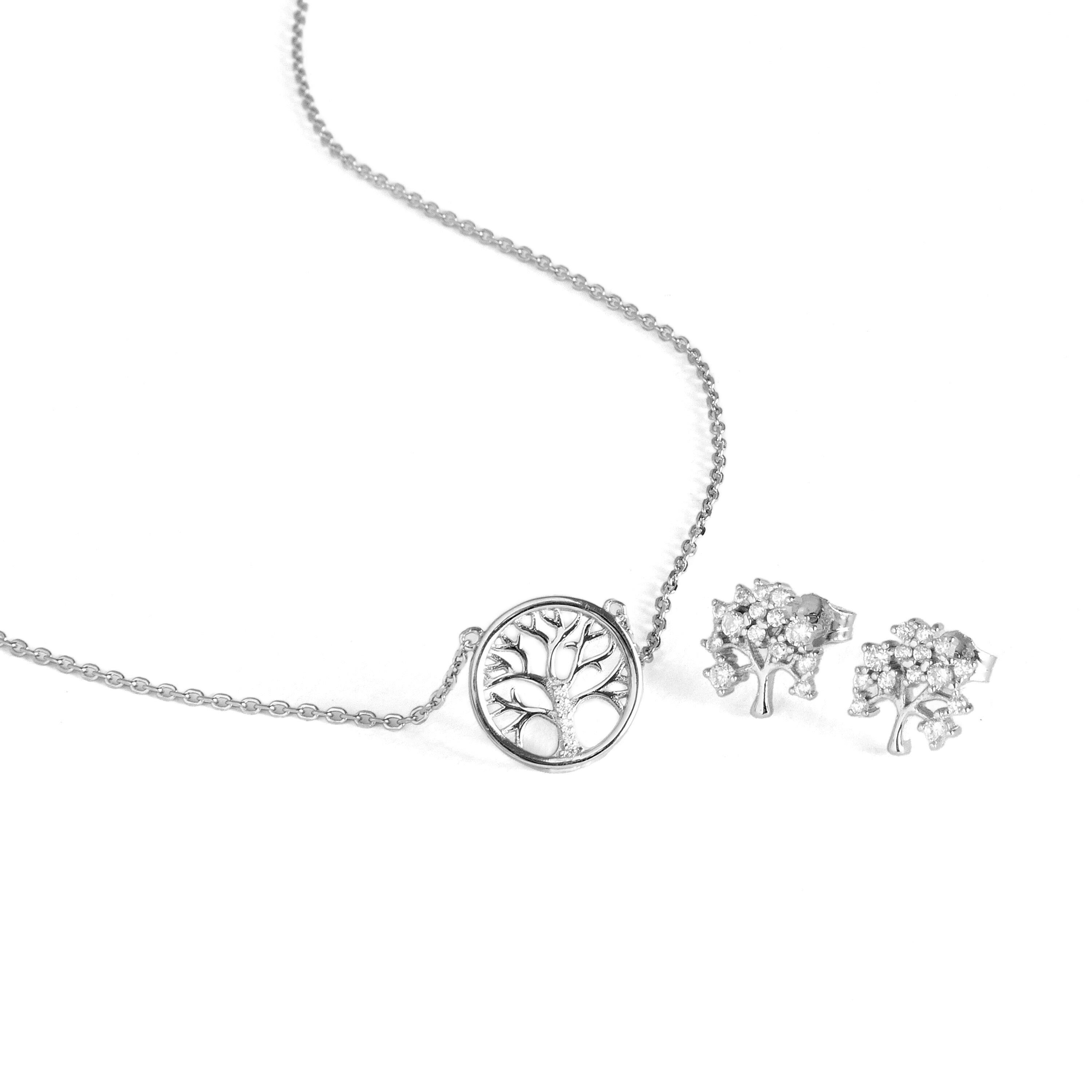 Luxenter Tree of Life Earrings and Necklace Set 925 Sterling Silver
