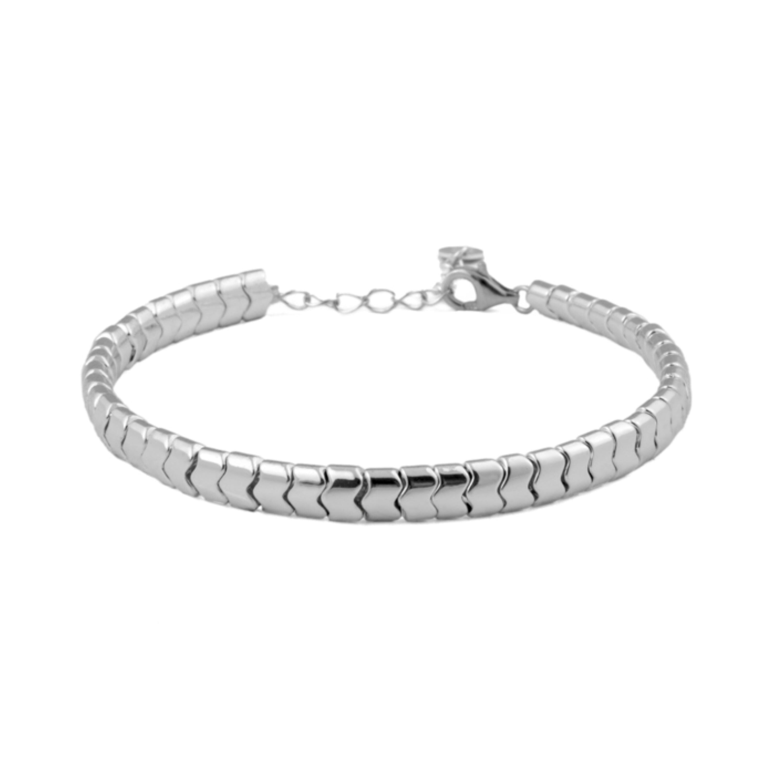 Bracciale Luxenter in Argento Sterling 925 con Ematite rifinita in rodio - Ketko