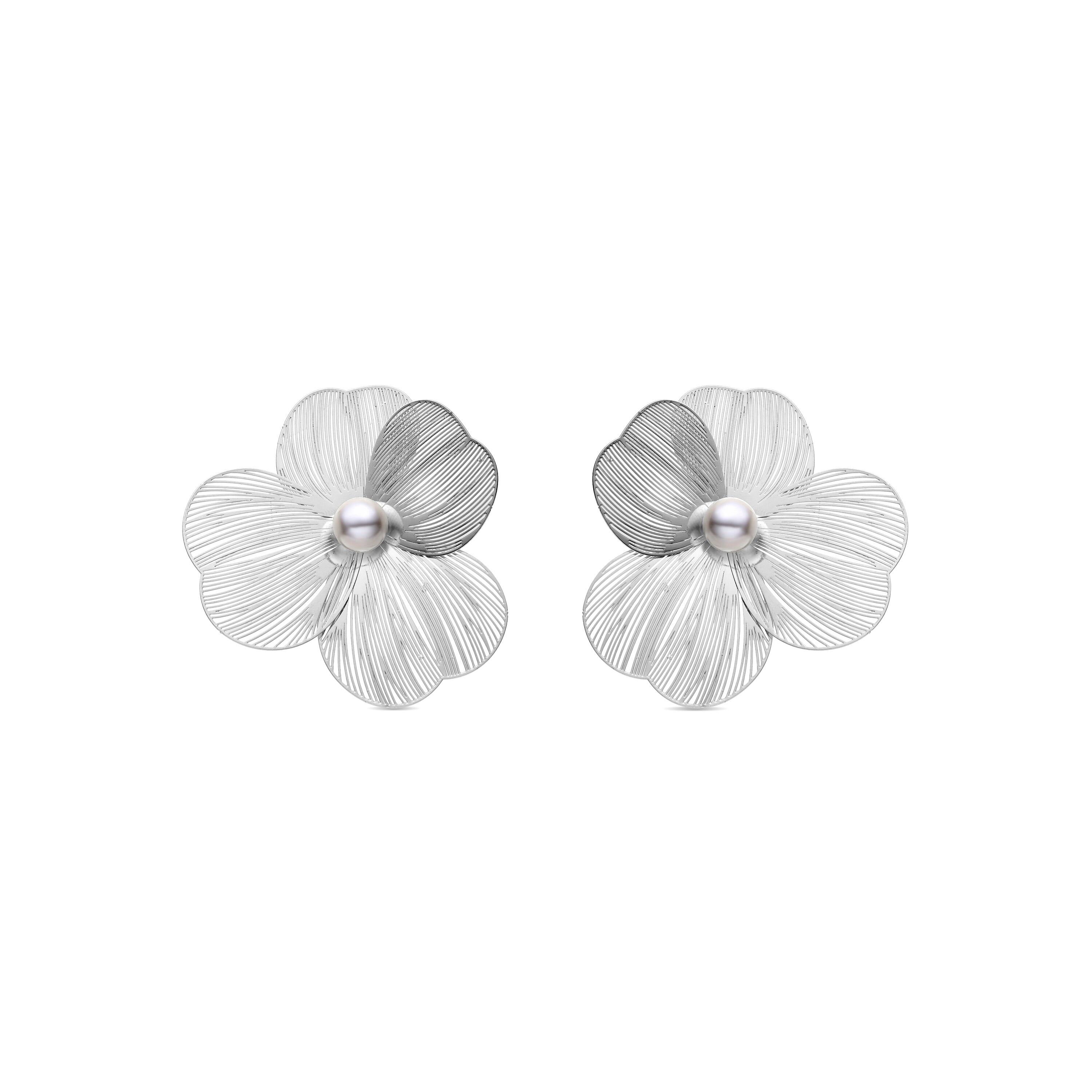 Pendientes Luxenter de Perla Blanca acabados en rodio - Leina