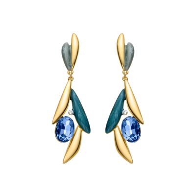 Orecchini Luxenter con zirconi e topazio blu rifiniti in oro giallo 18 carati - Amarke