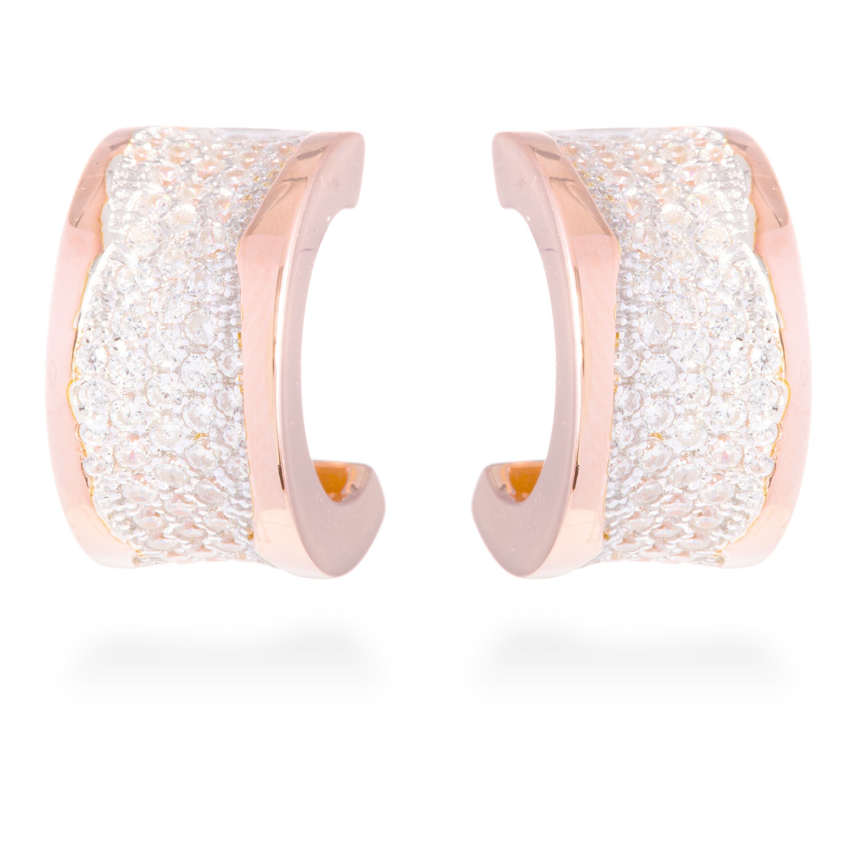 Orecchini Luxenter in argento sterling 925 con zirconi lucenti rifiniti in oro rosa 18 carati - Spewant