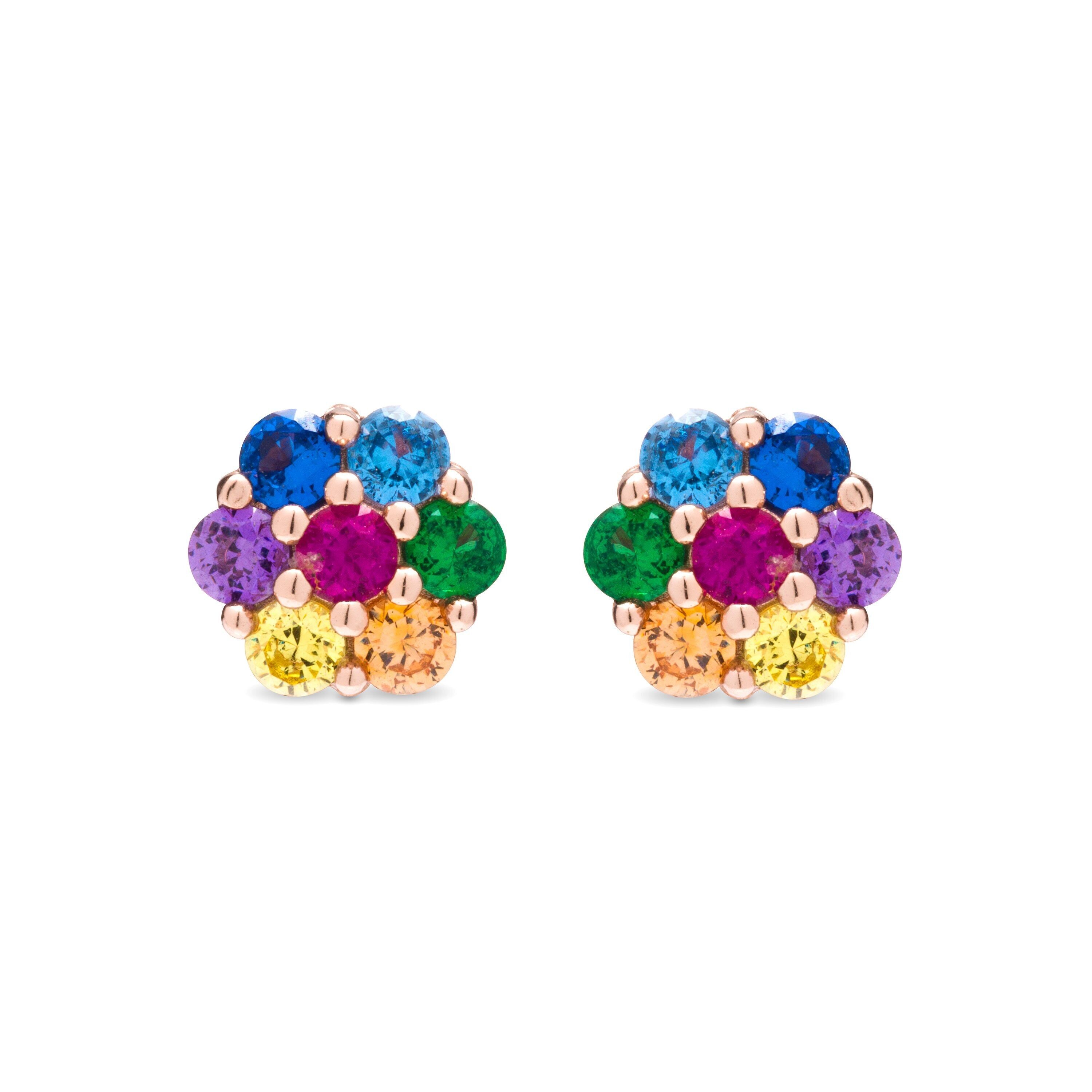 Pendientes Luxenter de Plata de Ley 925 con Circonita Multicolor acabados en oro rosa de 18K - Laken