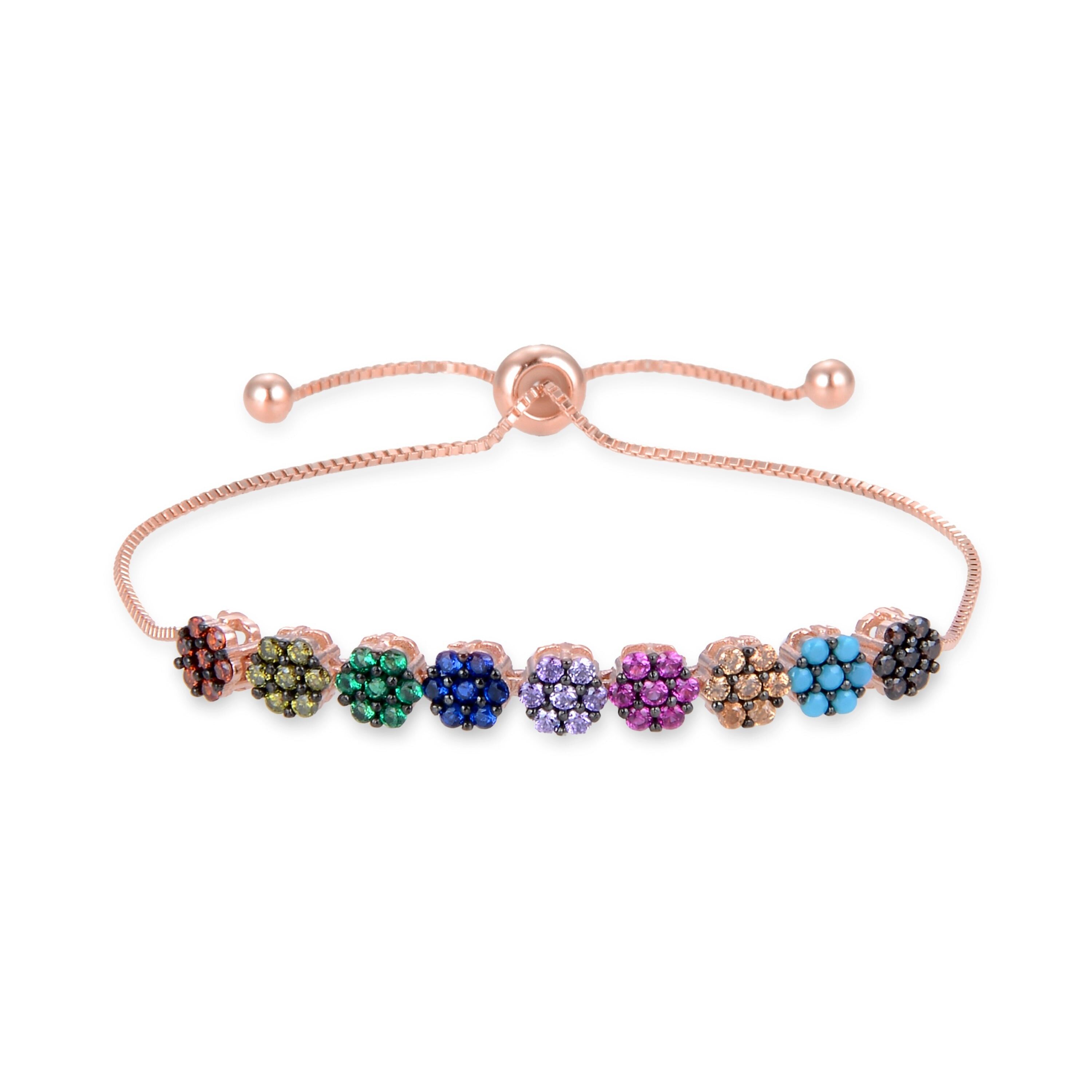 Pulsera Luxenter de Plata de Ley 925 con Circonita Multicolor acabada en oro rosa de 18K - Jusit