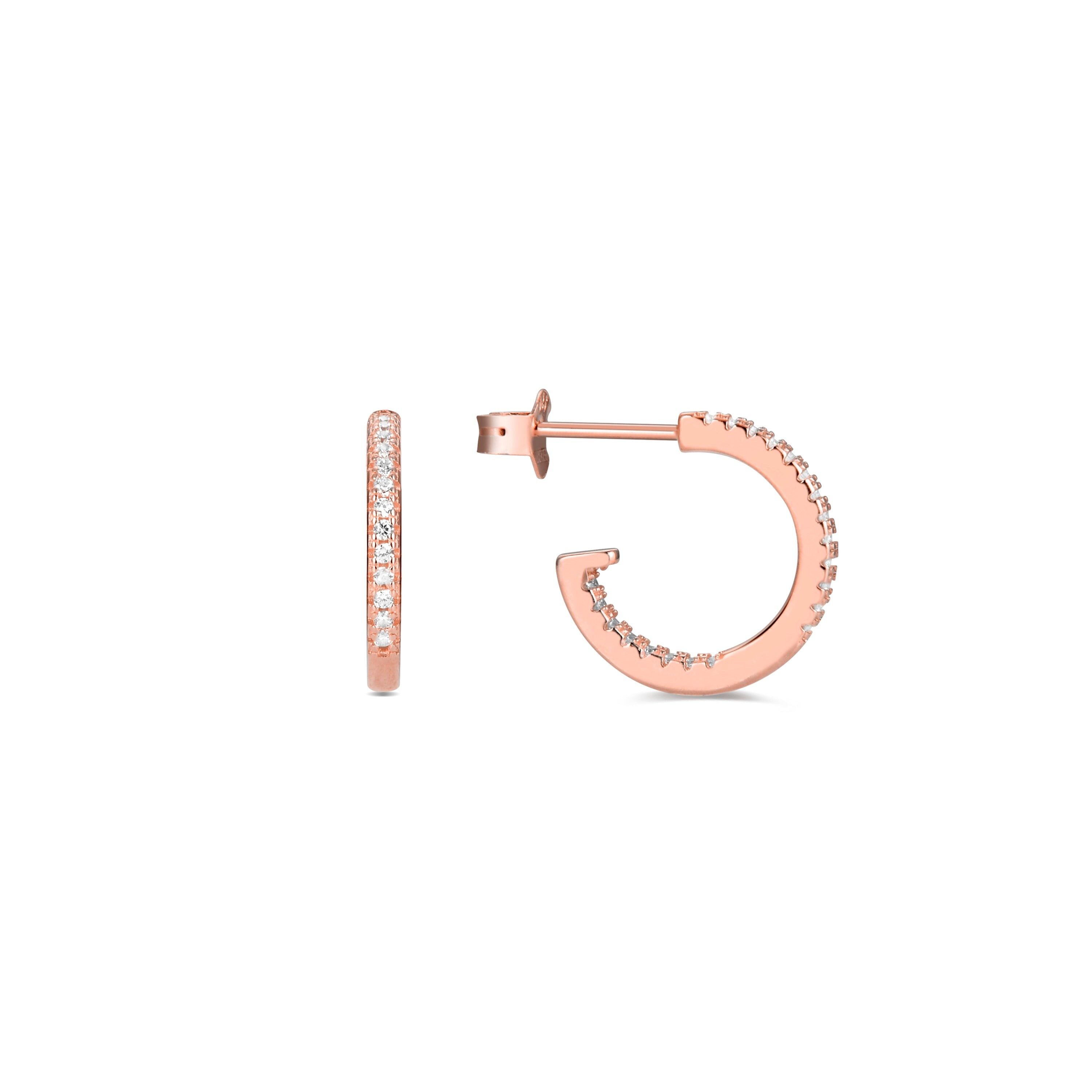 Orecchini Luxenter in argento sterling 925 con zirconi lucenti rifiniti in oro rosa 18 carati - Xoma