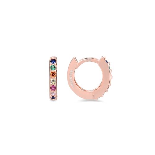 Pendientes Luxenter de Plata de Ley 925 con Circonita Multicolor acabados en oro rosa de 18K - Leofcar
