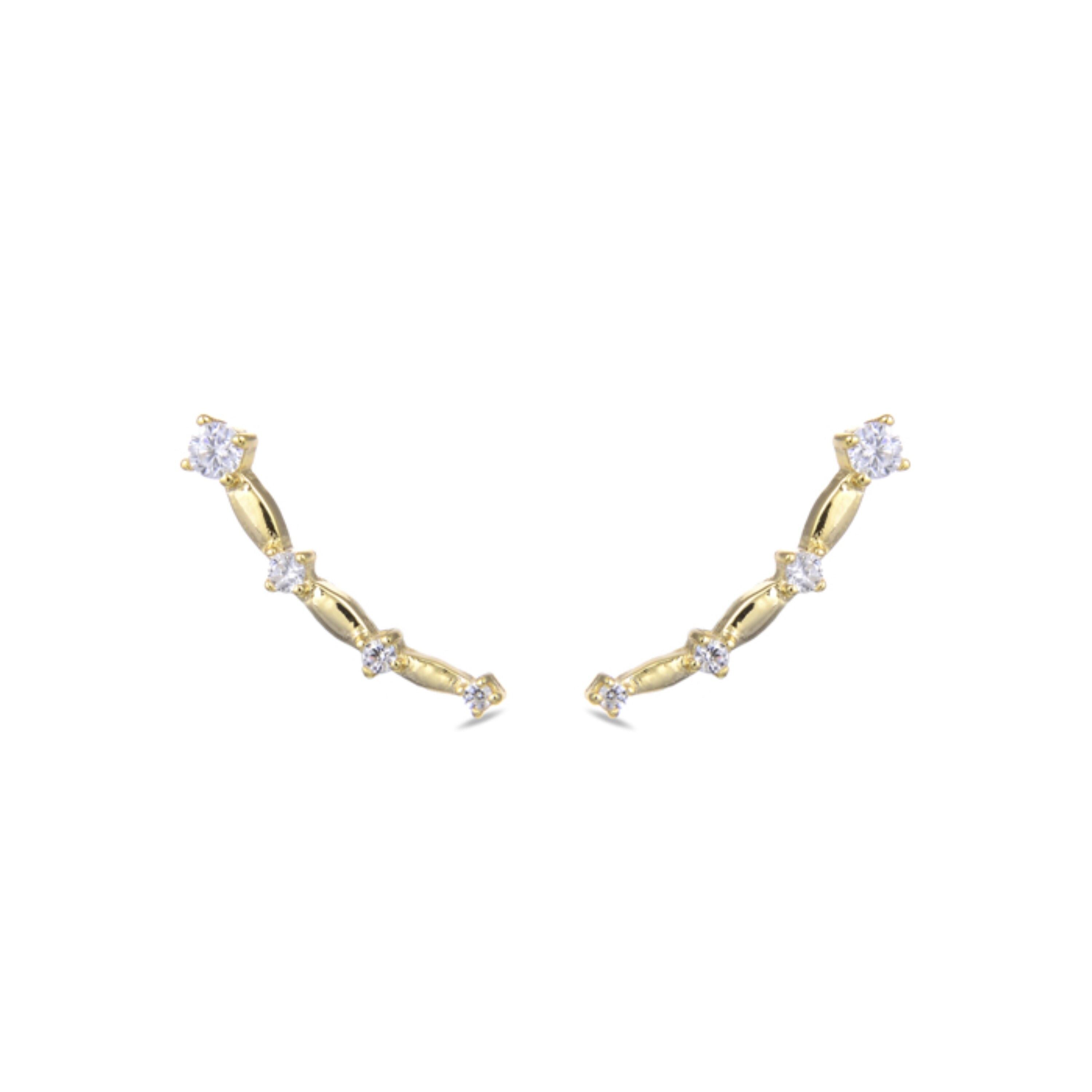 Orecchini Luxenter in argento sterling 925 con zirconi lucenti rifiniti in oro giallo 18 carati - Vedh