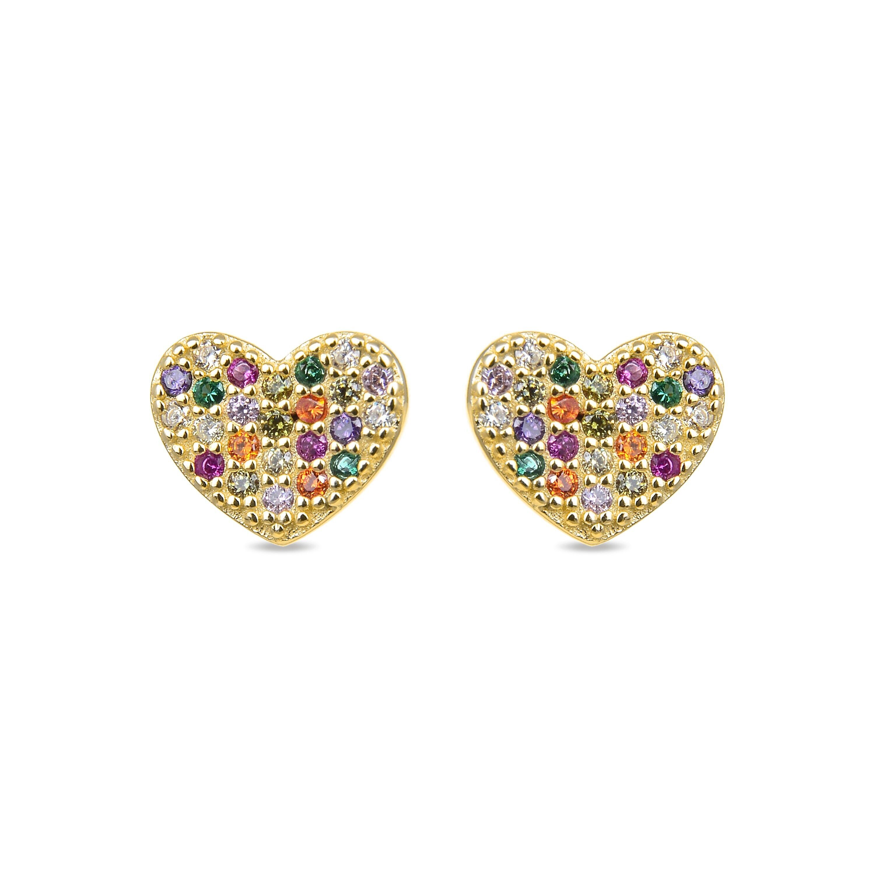 Orecchini Luxenter in argento sterling 925 con zirconi multicolori rifiniti in oro giallo 18 carati - Annor