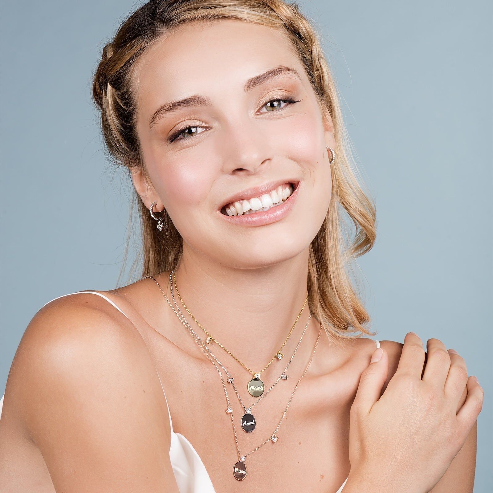 Collana Luxenter in argento sterling 925 con zirconi lucenti rifiniti in oro rosa 18 carati - Waeni