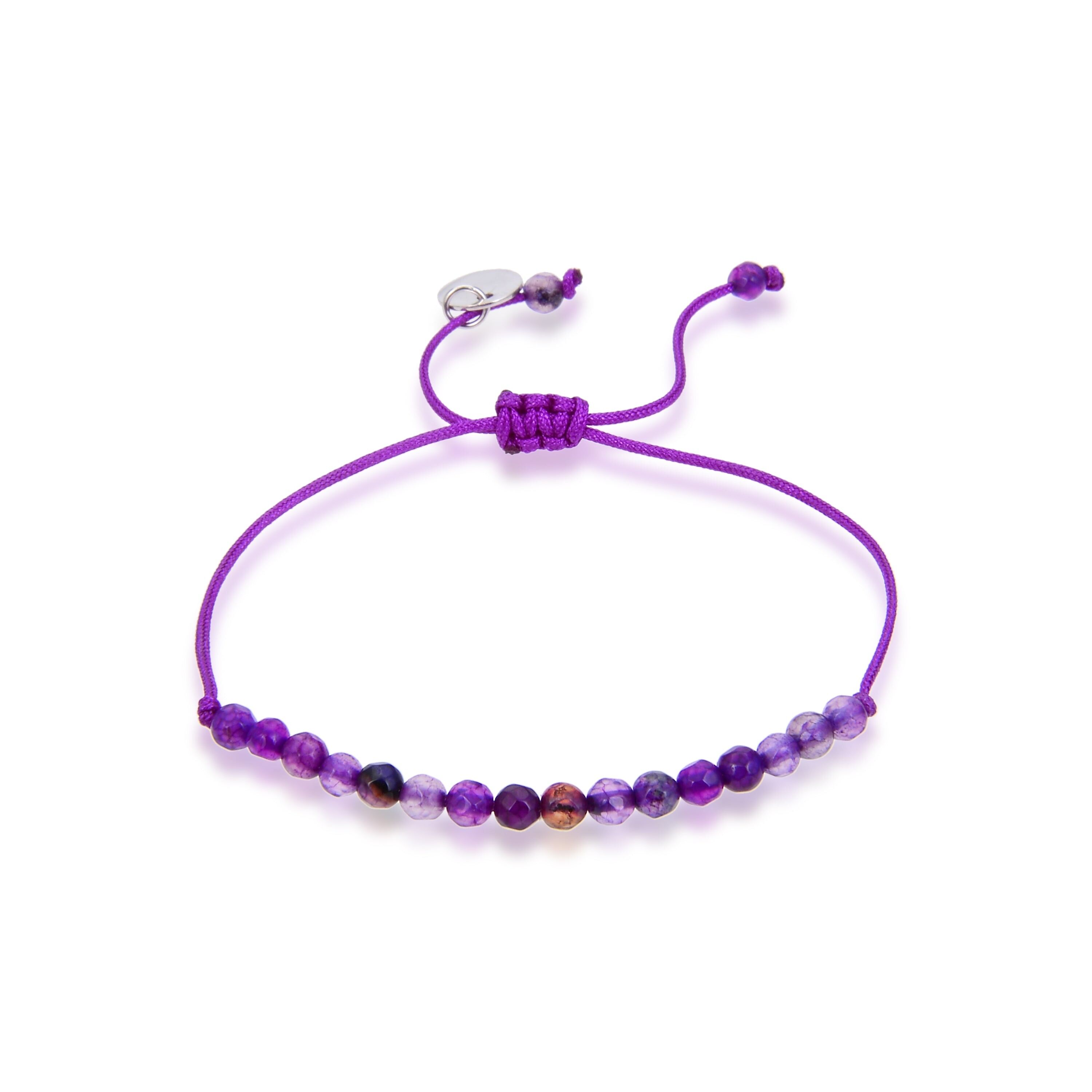 Luxenter-Armband aus 925er-Sterlingsilber mit violetter Jade und rhodiniertem Finish – Aquisa