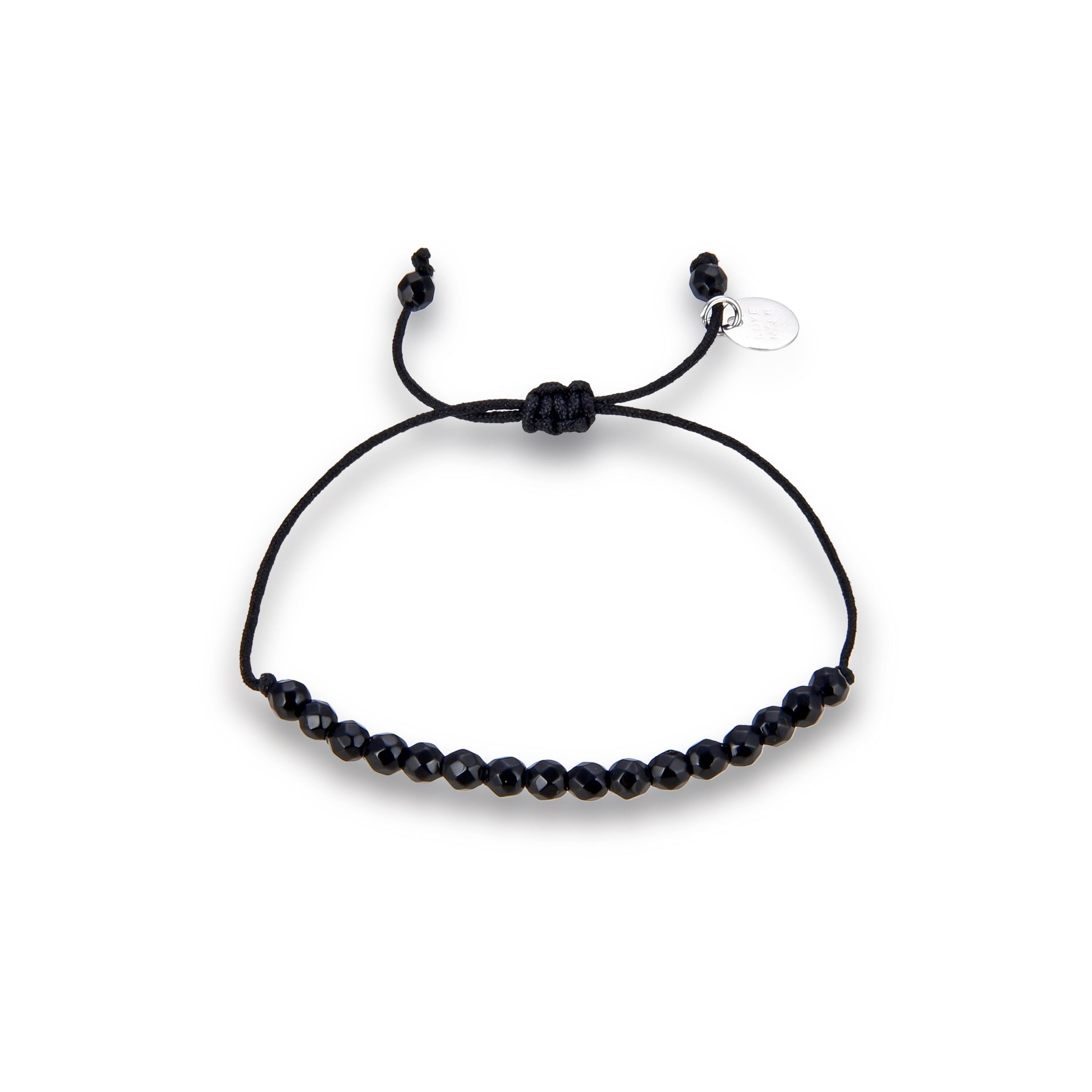 Luxenter-Armband aus 925er-Sterlingsilber mit schwarzer Jade, rhodiniert – Aquisa