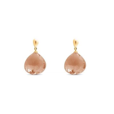 Luxenter 925 Sterling Silver Earrings with Hydrothermal Smoky Quartz finished in 18K yellow gold - Zoqoyi