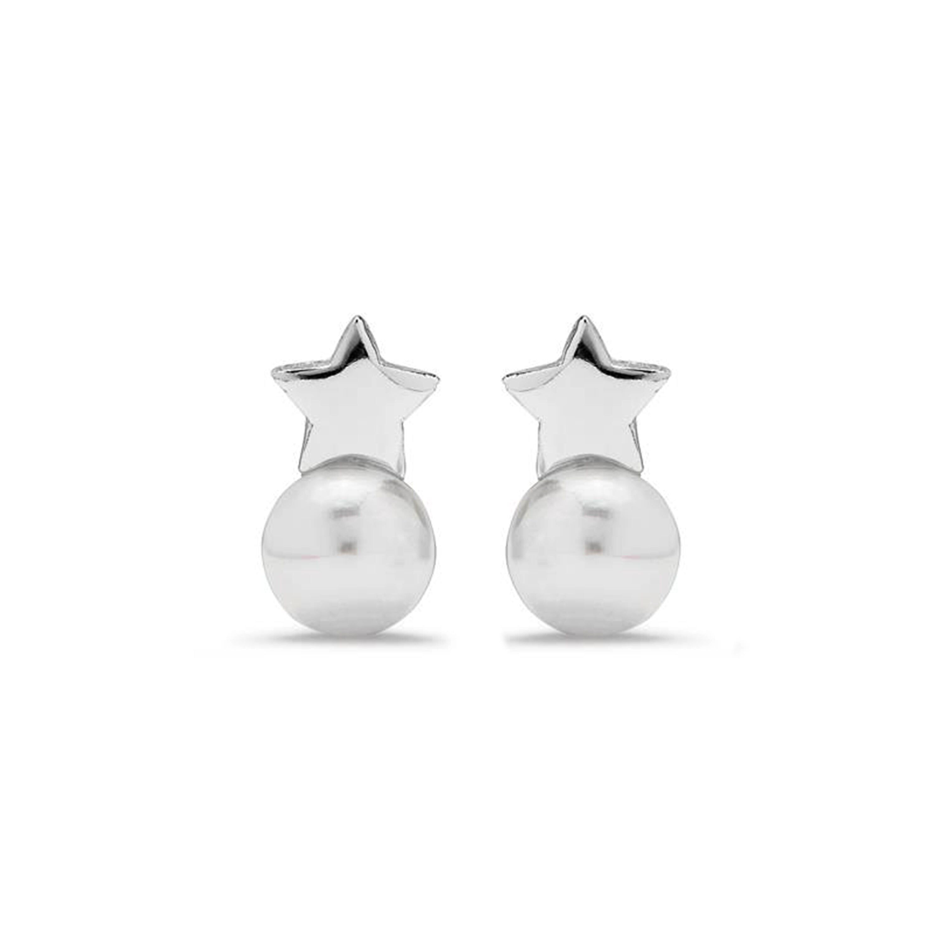 Orecchini Luxenter in Argento Sterling 925 con Perla Bianca rifinita in rodio - Grimbei