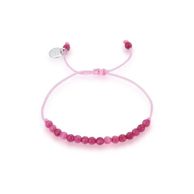 Luxenter Bracelet in 925 Sterling Silver with Fuchsia Jade finished in rhodium - Aquisa