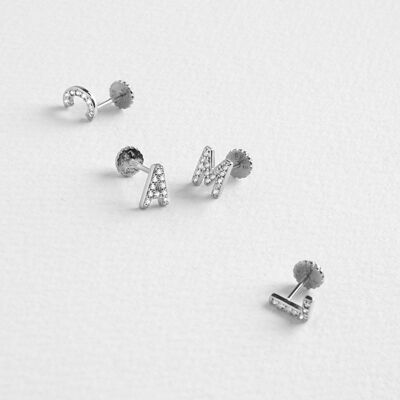 Piercing Luxenter in argento sterling 925 con zirconi brillanti rifiniti in rodio - Alfabeto