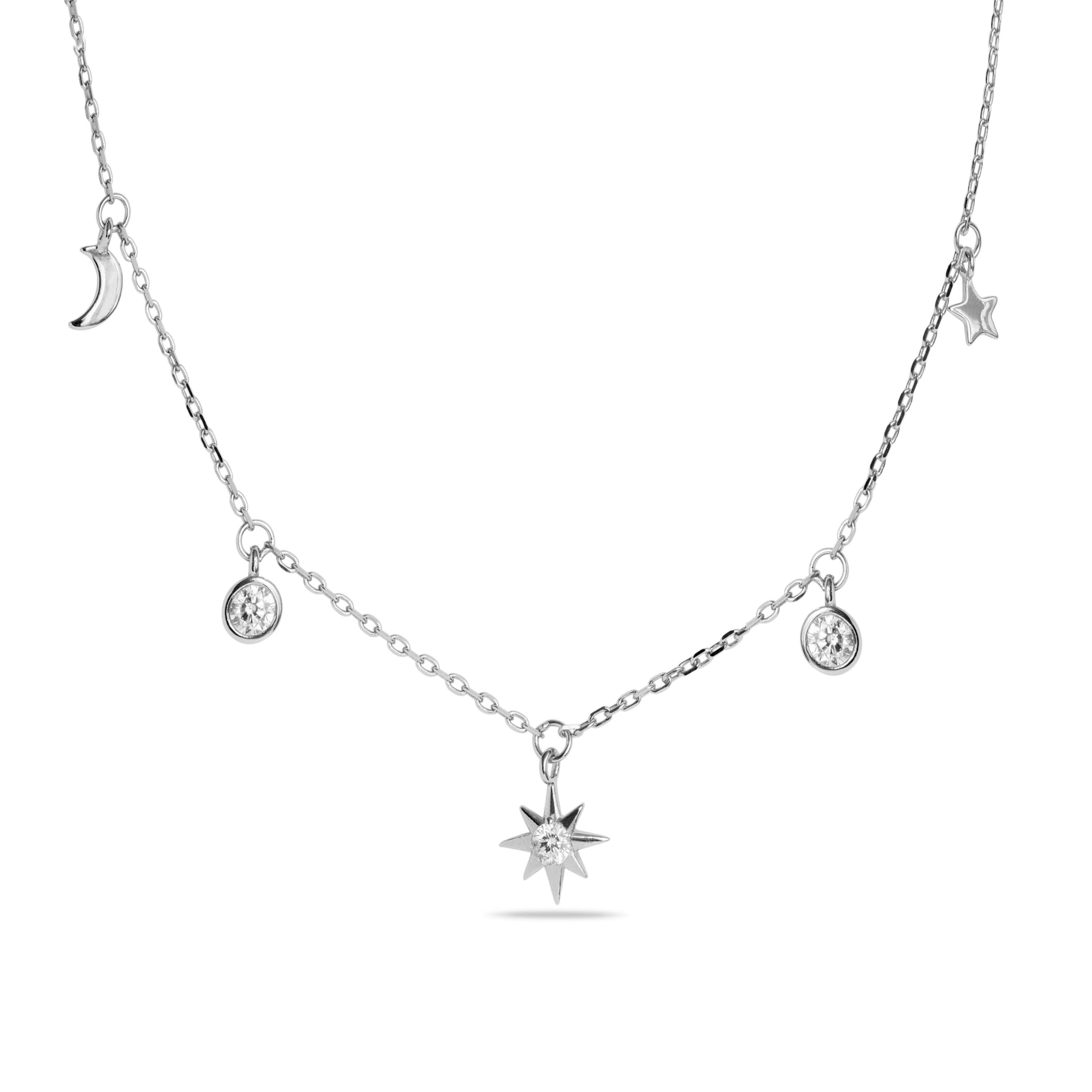 Collana Luxenter in Argento Sterling 925 con Zirconi Lucidi rifiniti in rodio - Oyazia