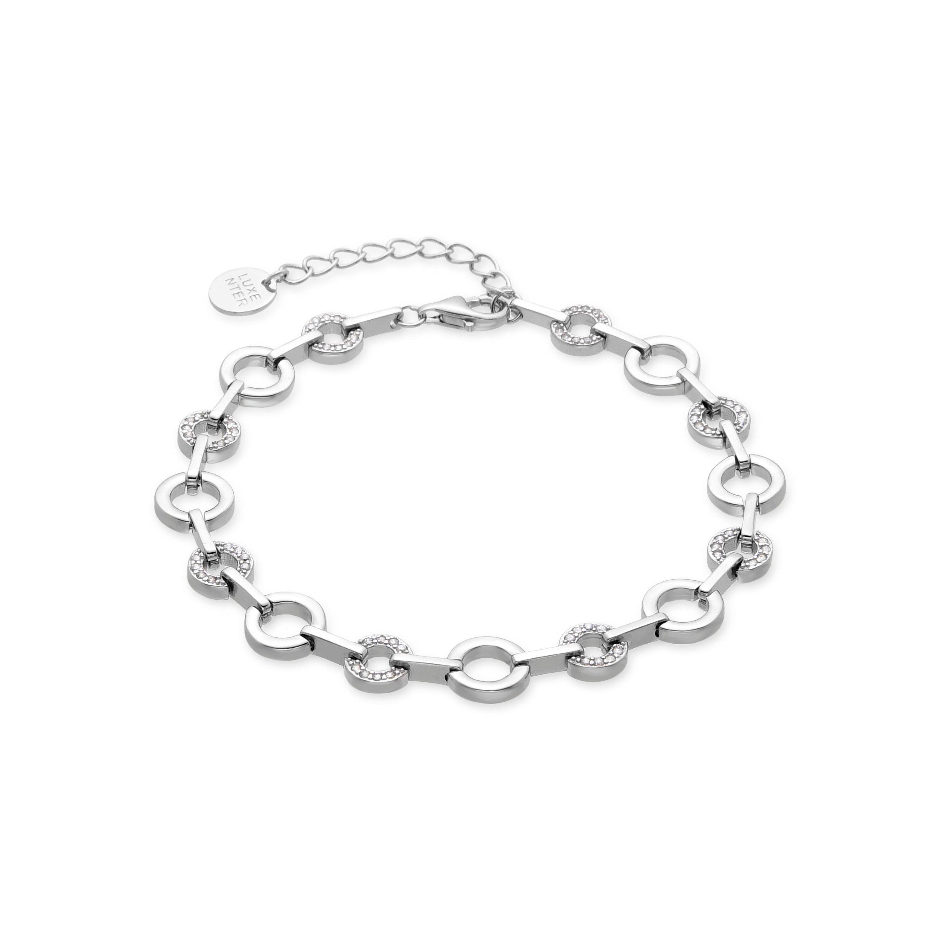 Luxenter-Armband aus 925er-Sterlingsilber mit glänzendem Zirkonia in Rhodium – Pyxis