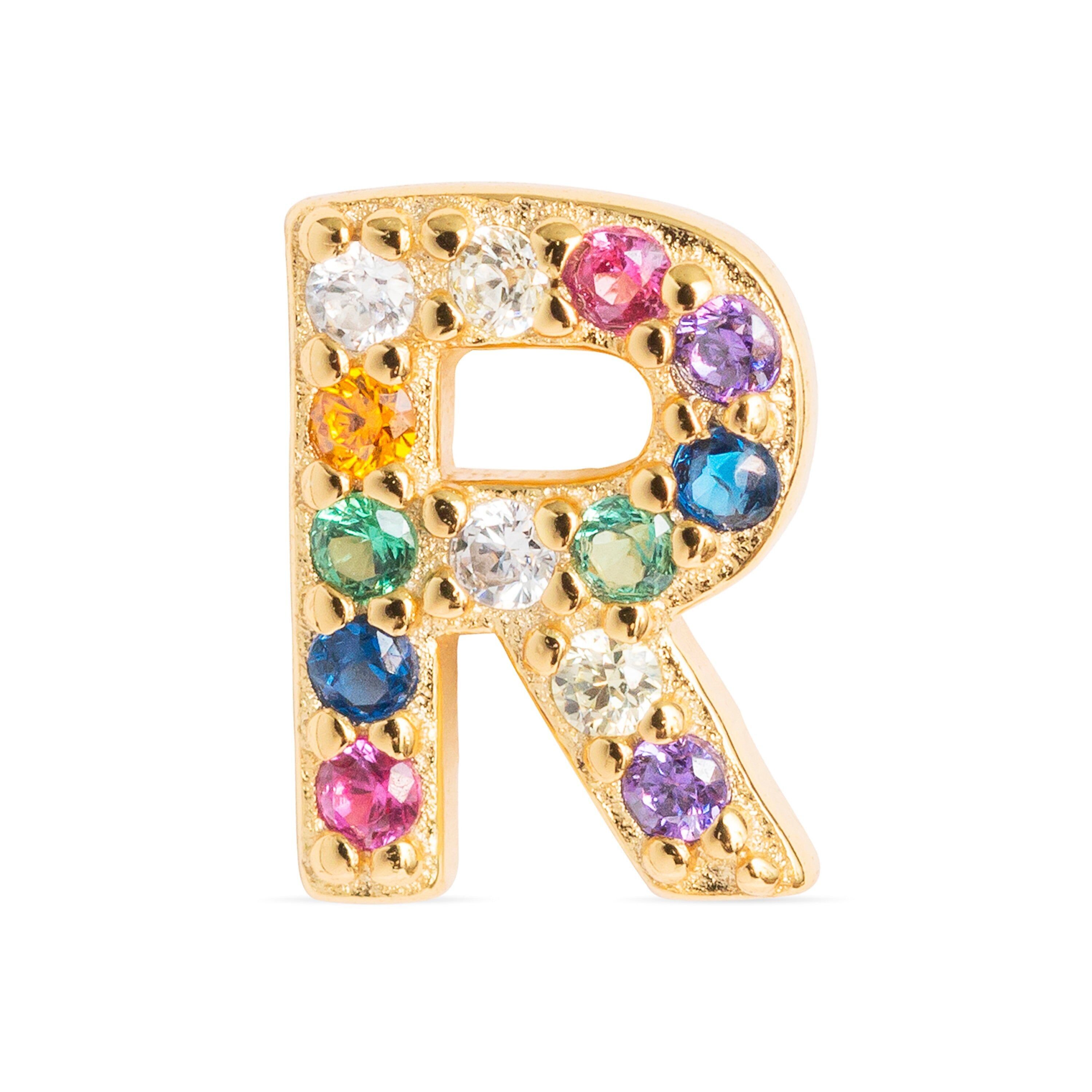 Piercing Luxenter in argento sterling 925 con zirconi multicolori rifiniti in oro giallo 18 carati - Alfabeto