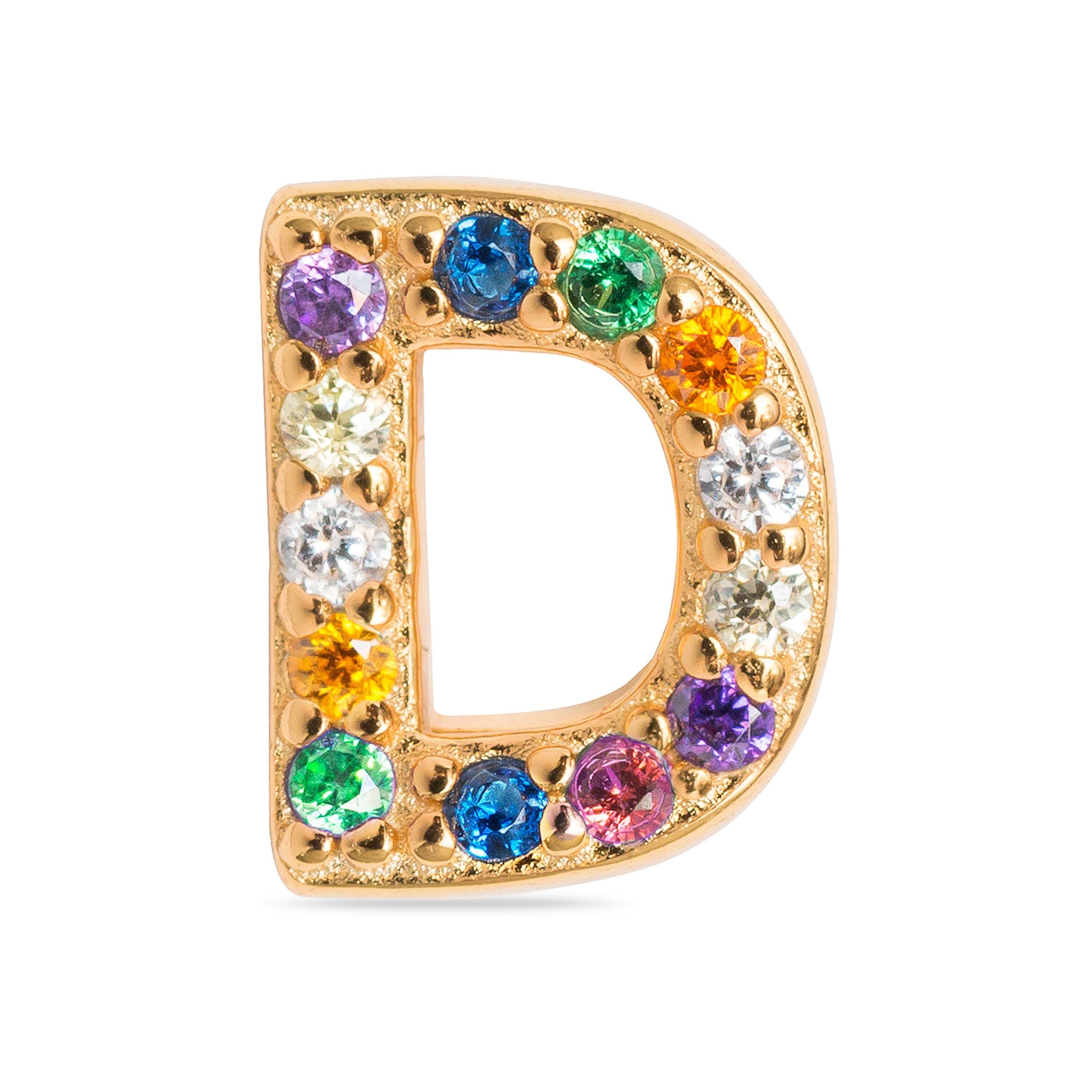 Piercing Luxenter in argento sterling 925 con zirconi multicolori rifiniti in oro giallo 18 carati - Alfabeto