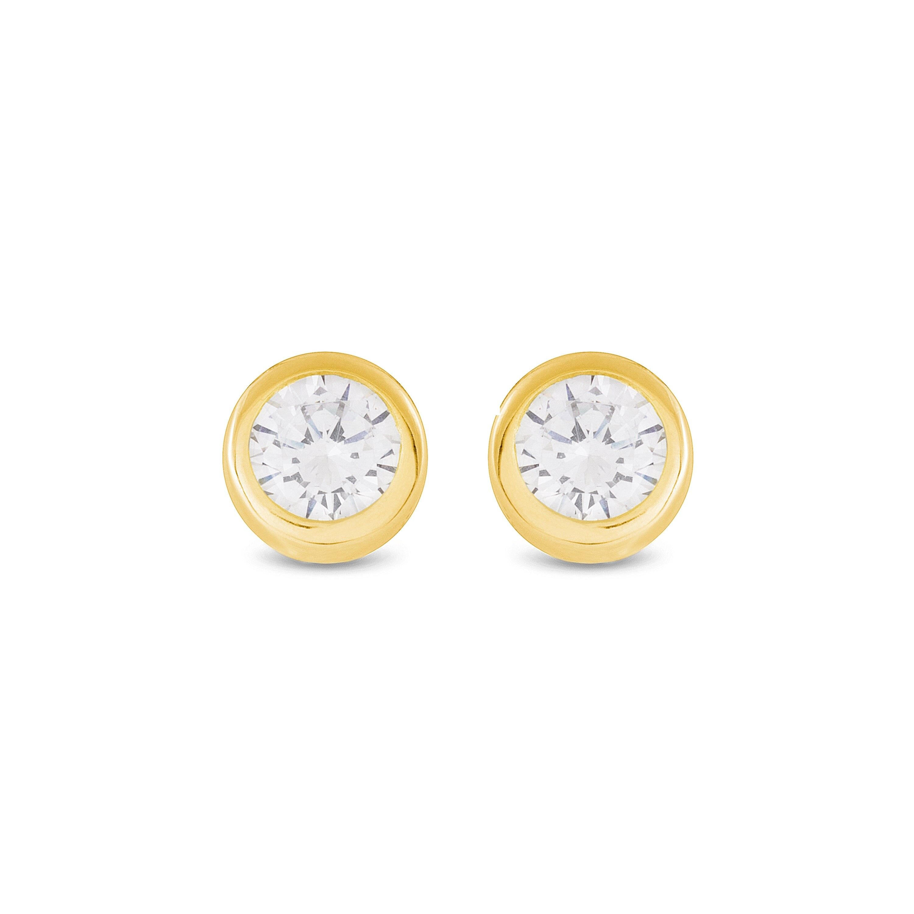 Luxenter-Ohrringe aus 925er-Sterlingsilber mit glänzendem Zirkonia in 18-karätigem Gelbgold – Imrak