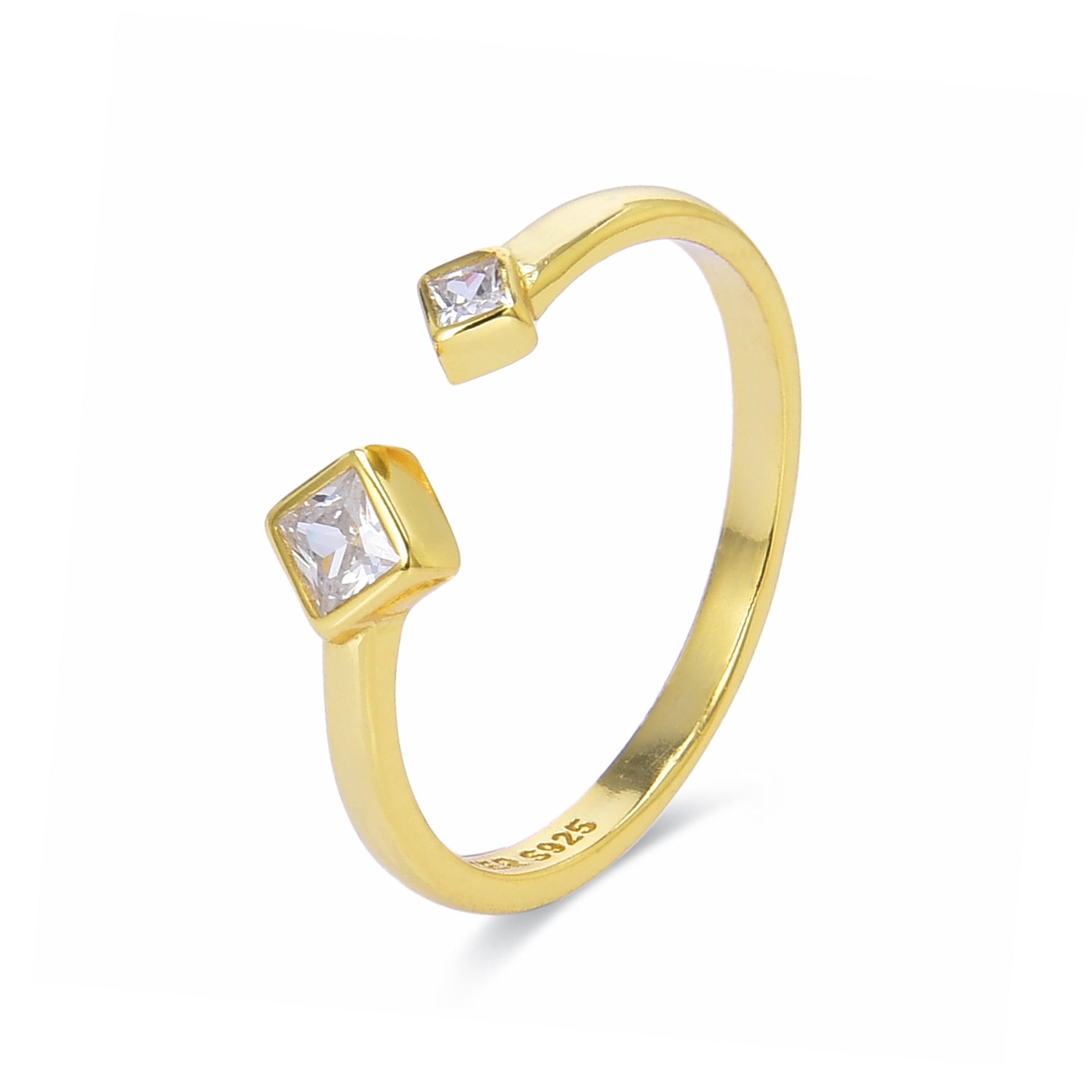 Anello Luxenter in argento sterling 925 con zirconi lucenti rifiniti in oro giallo 18 carati - Alna