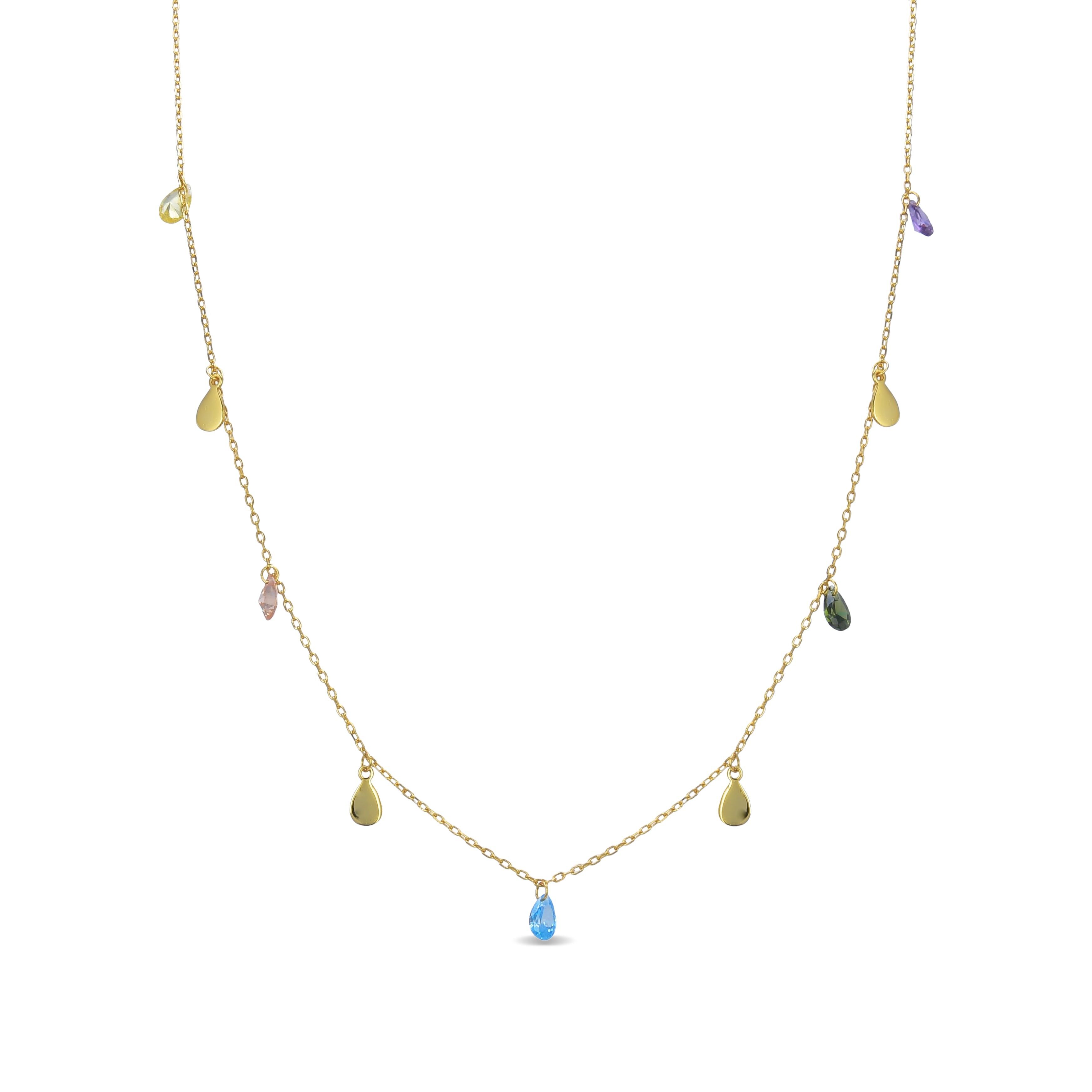 Collana Luxenter in argento sterling 925 con zirconi multicolori rifiniti in oro giallo 18 carati - Saon