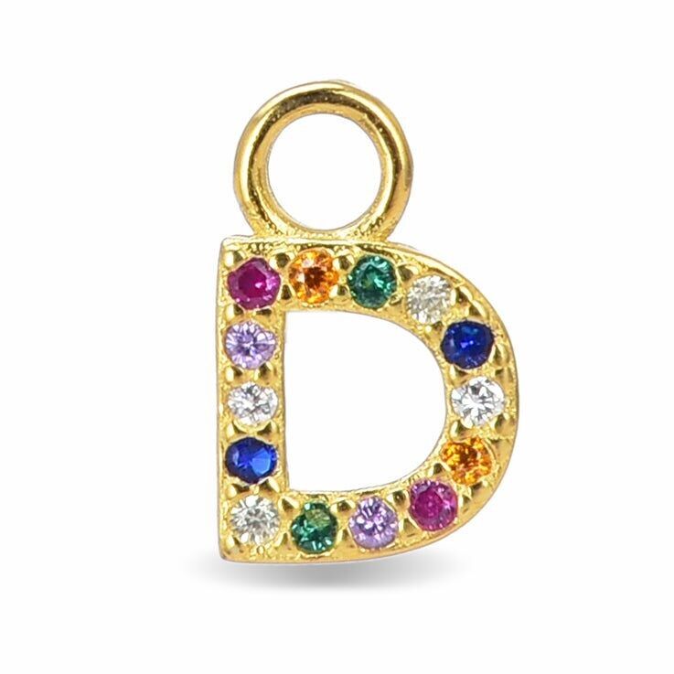 Ciondolo Luxenter in argento sterling 925 con zirconi multicolori rifiniti in oro giallo 18 carati - D