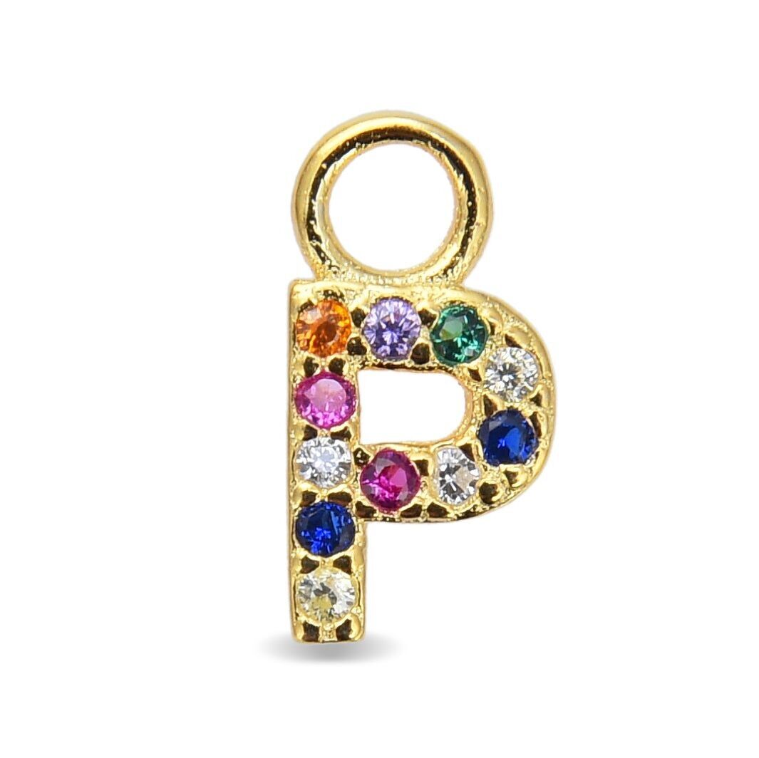 Ciondolo Luxenter in argento sterling 925 con zirconi multicolori rifiniti in oro giallo 18 carati - P