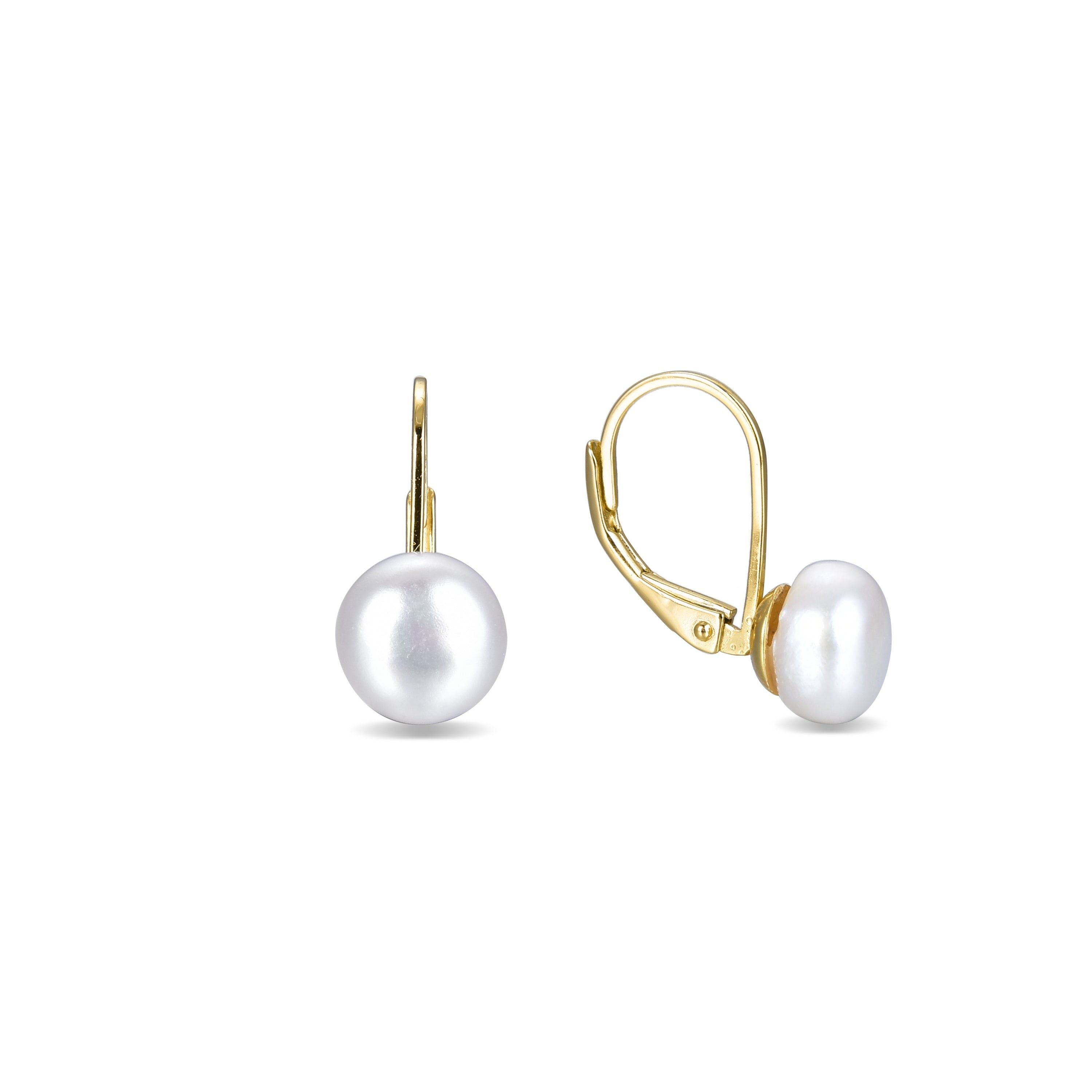 Orecchini Luxenter in argento sterling 925 con perla bianca rifiniti in oro giallo 18 carati - Naldno