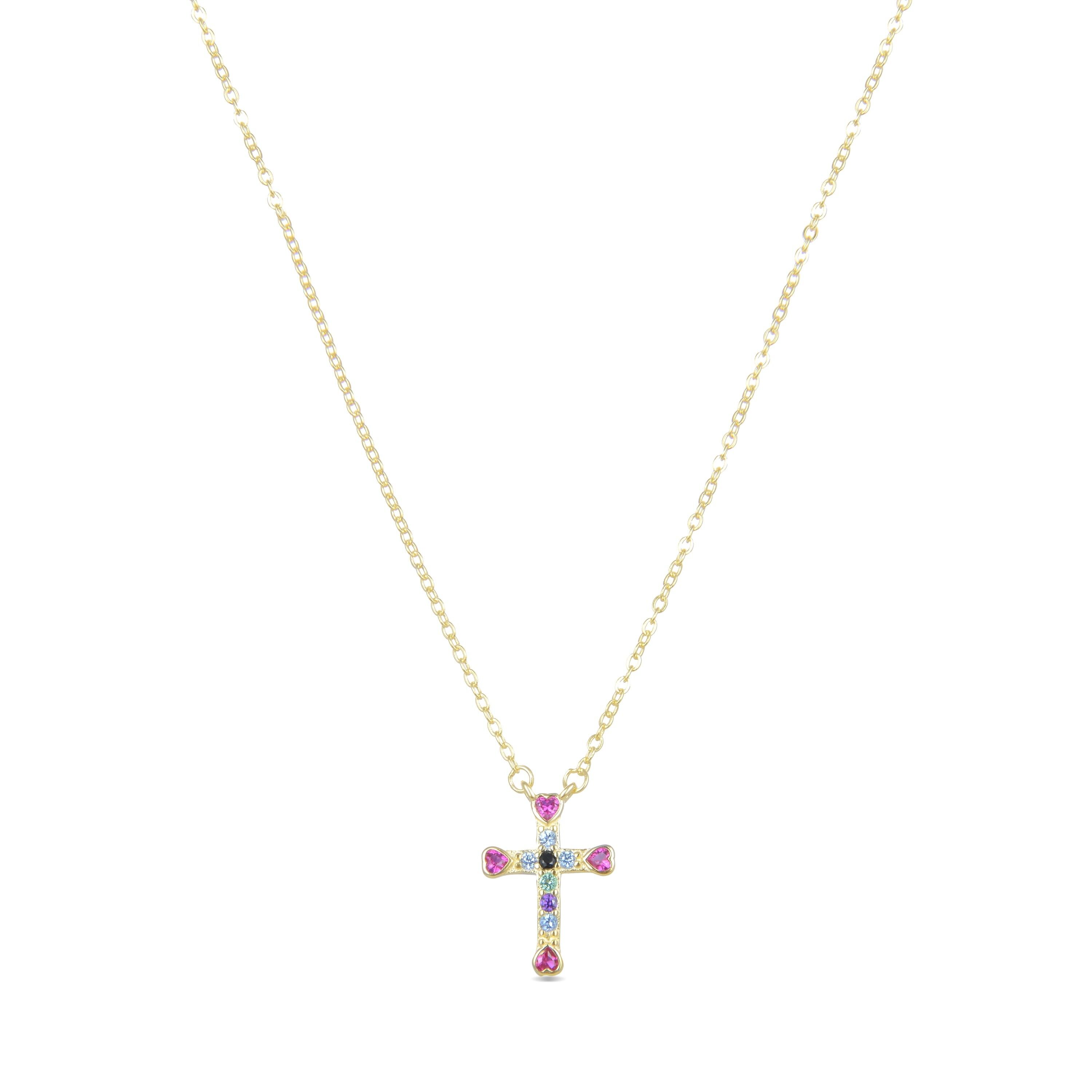 Collana Luxenter in argento sterling 925 con zirconi multicolori rifiniti in oro giallo 18 carati - Syke