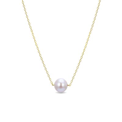 Collar Luxenter de Plata de Ley 925 con Perla Blanca acabado en oro amarillo de 18K - Sadah