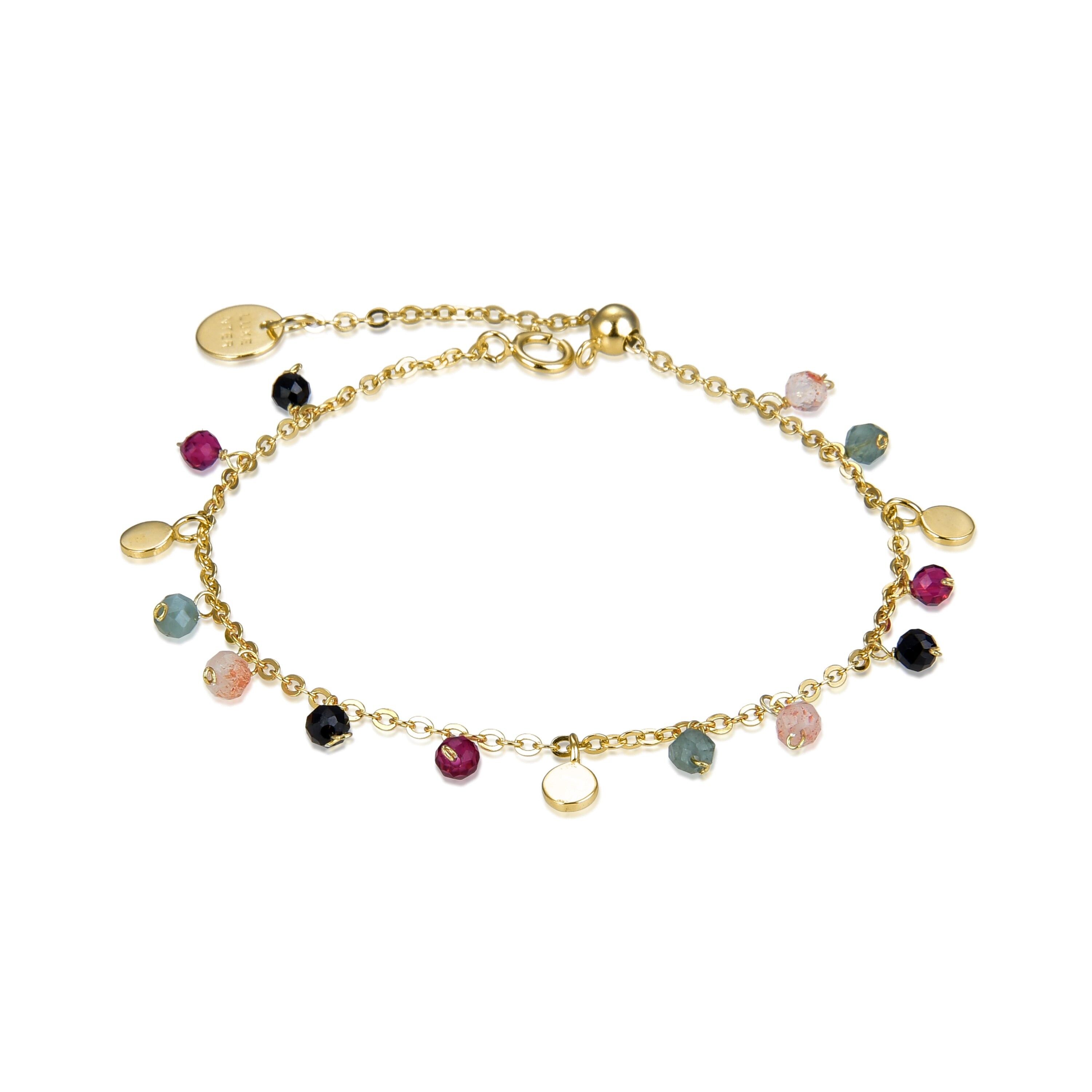 Bracciale Luxenter in argento sterling 925 con cristalli multicolori rifinito in oro giallo 18 carati - Natsad