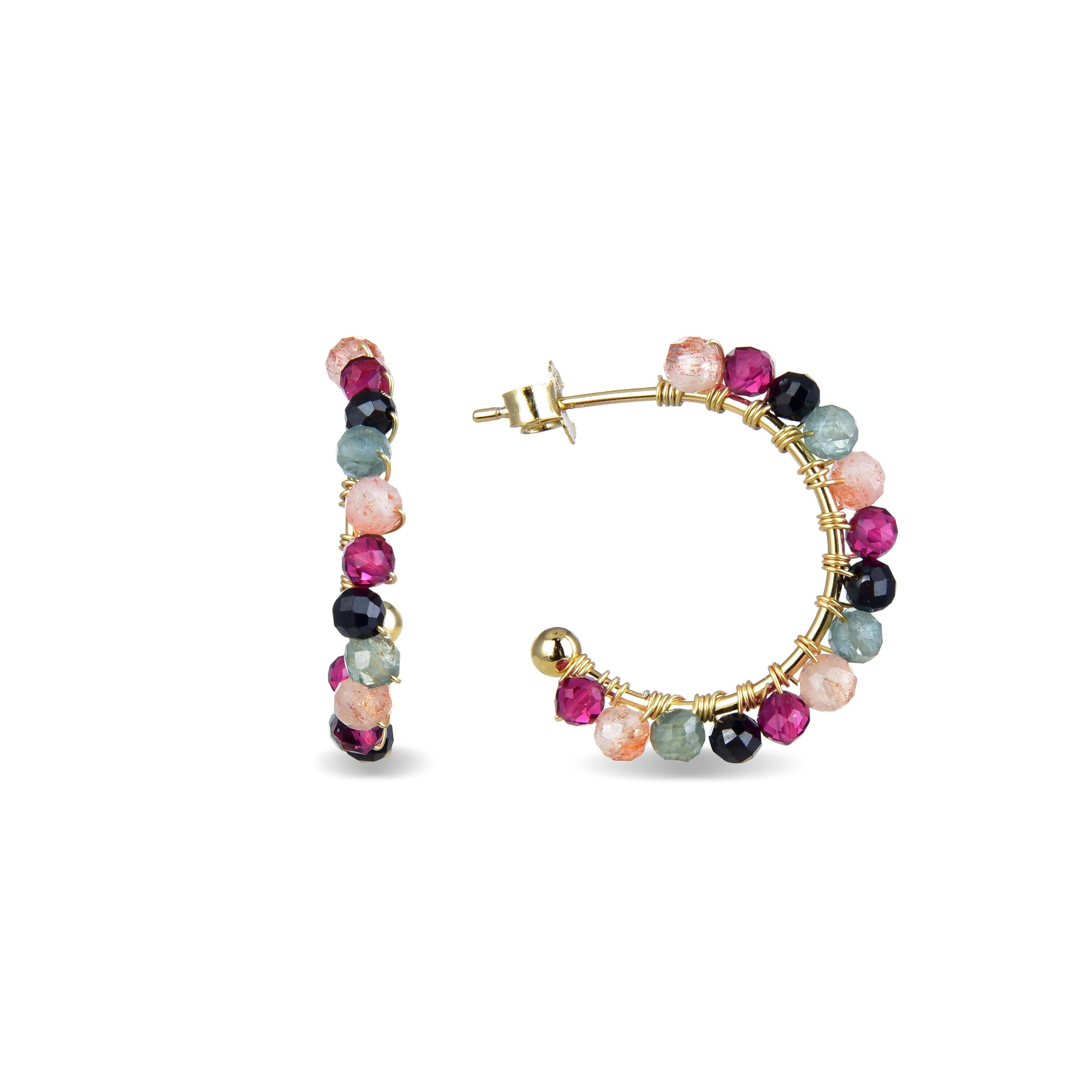 Orecchini Luxenter in argento sterling 925 con cristalli multicolor rifiniti in oro giallo 18 carati - Lak