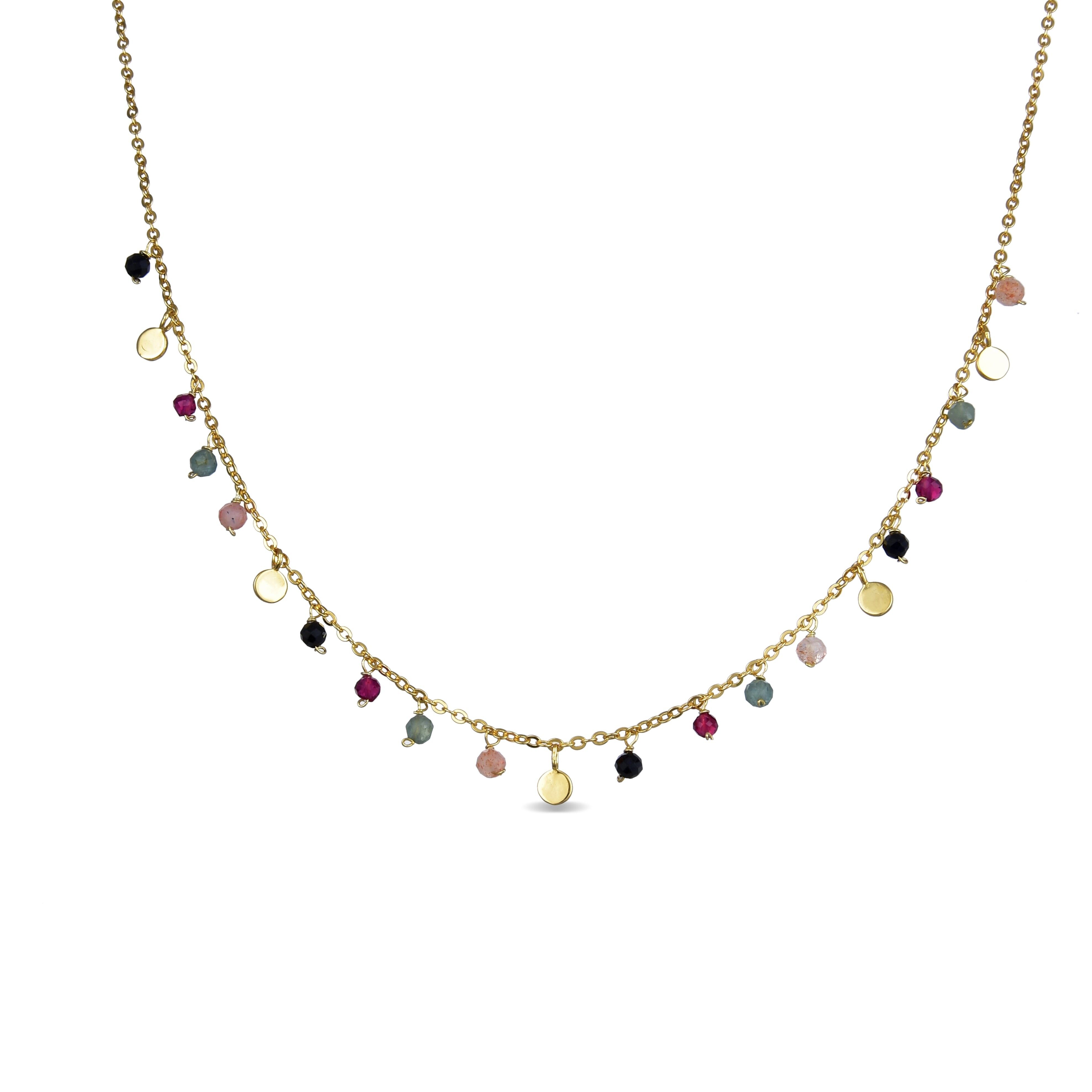 Collana Luxenter in argento sterling 925 con cristalli multicolori rifiniti in oro giallo 18 carati - Natsad