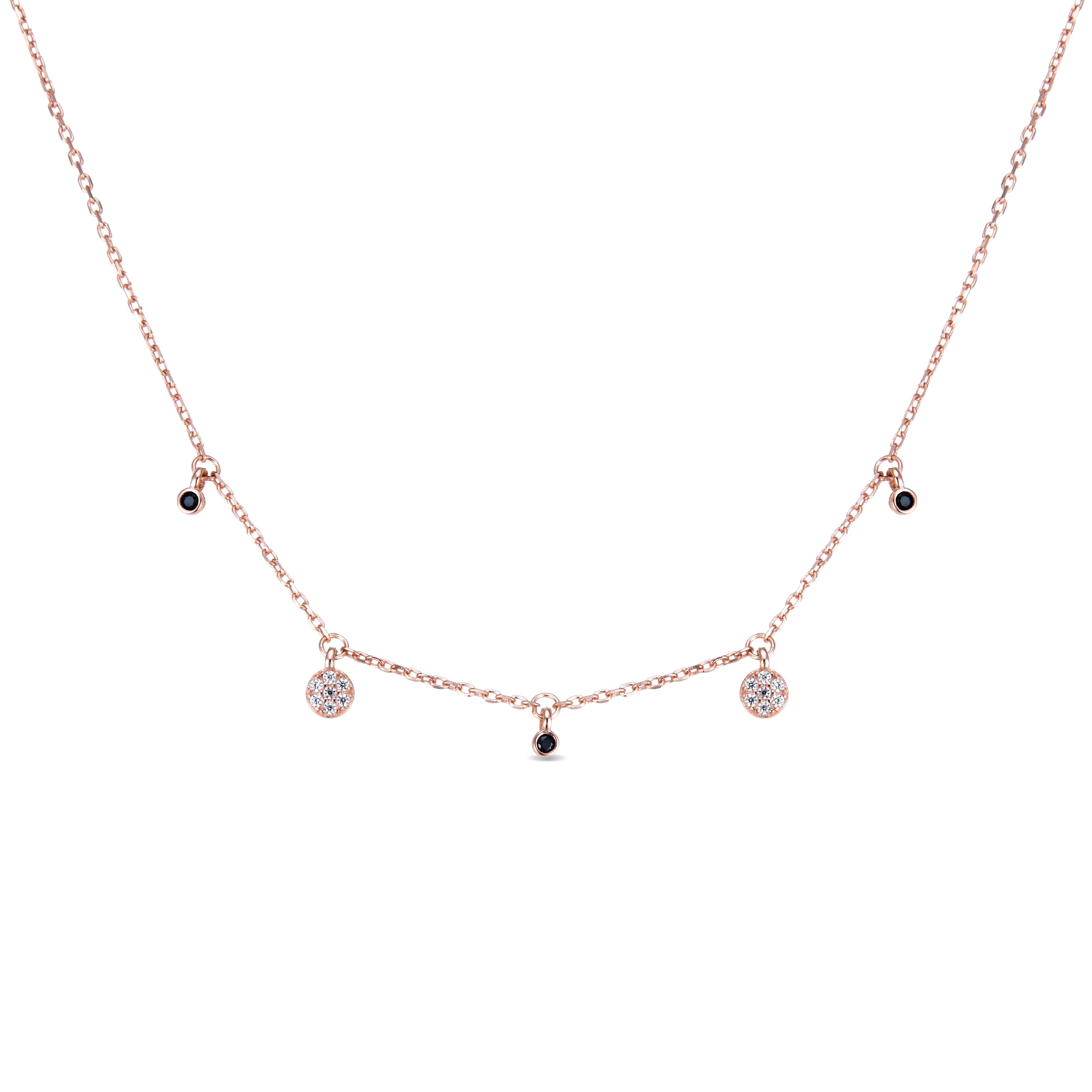 Collana Luxenter in argento sterling 925 con onice zirconio rifinita in oro rosa 18 carati - Thaimei