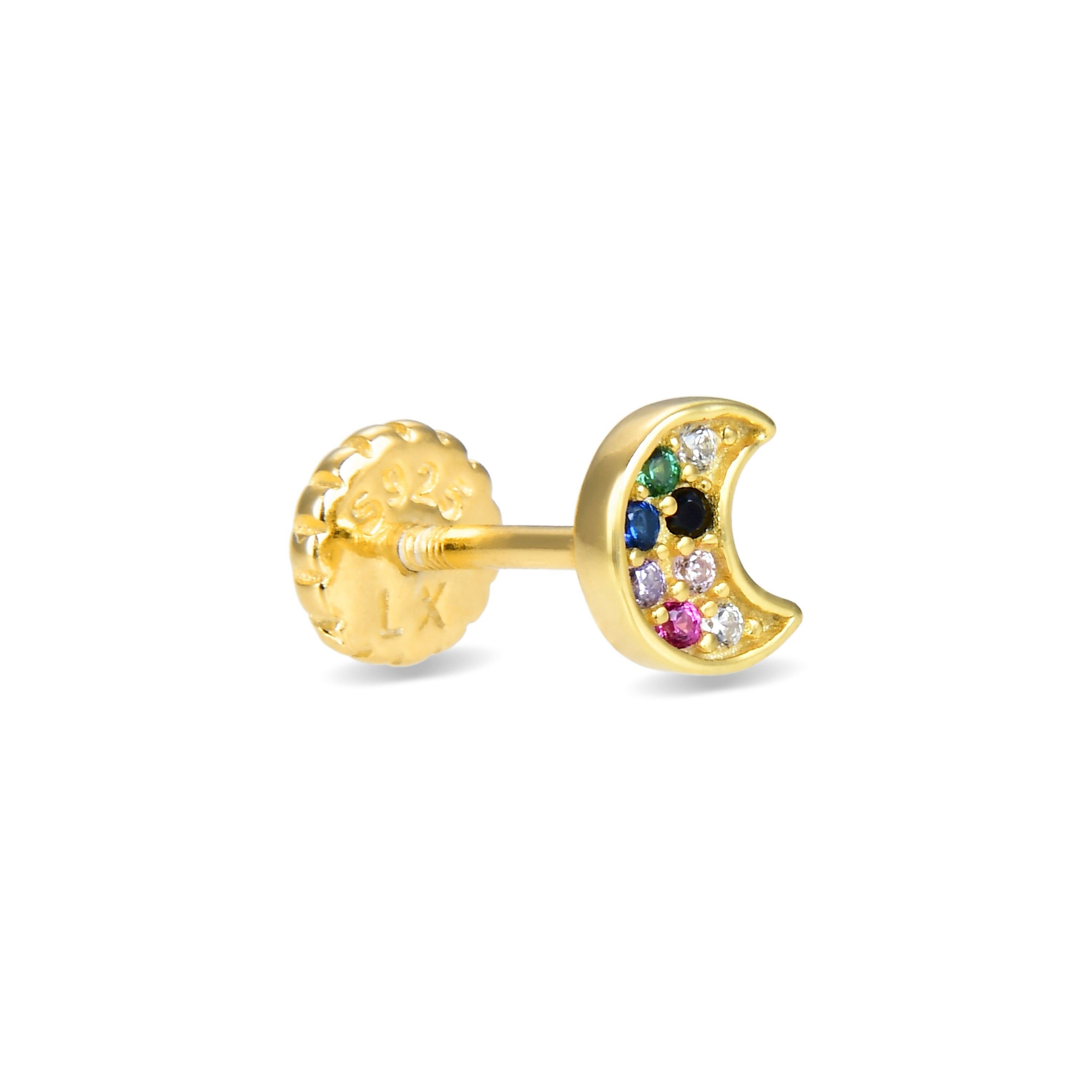 Piercing Luxenter in argento sterling 925 con zirconi multicolori rifiniti in oro giallo 18 carati - Nali