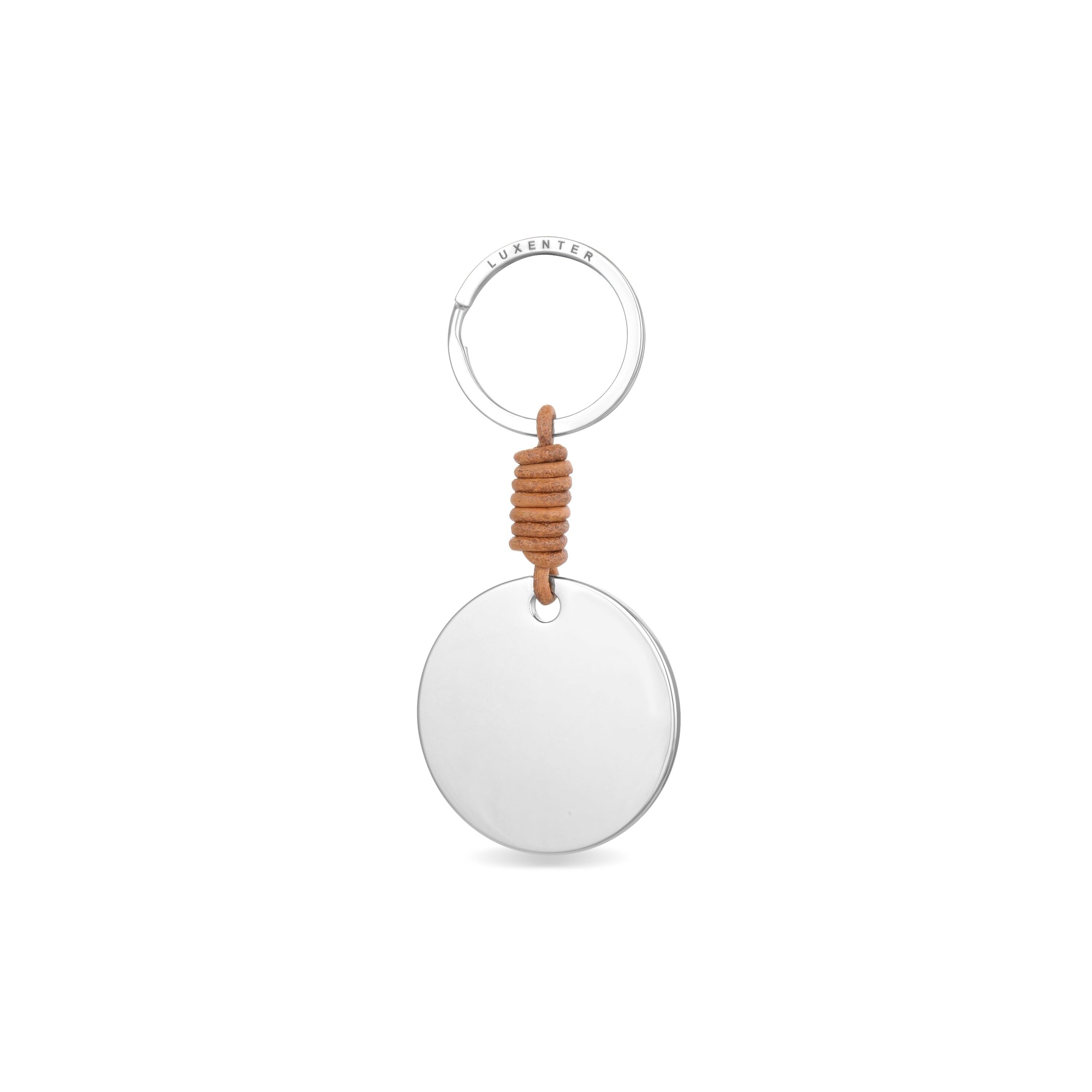 Portachiavi Luxenter in pelle marrone chiaro con finitura rodio - Senakon