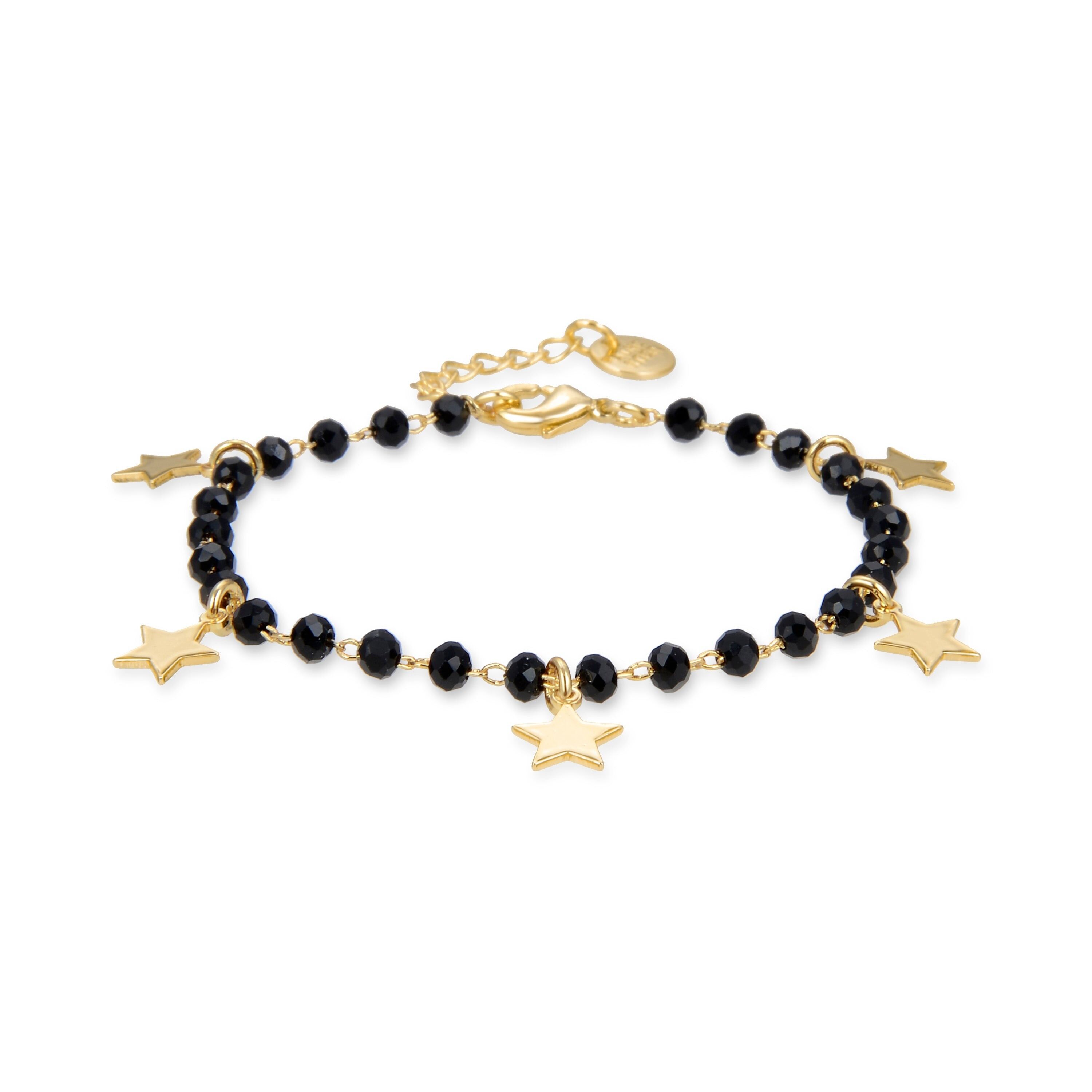 Bracciale Luxenter in argento sterling 925 con cristallo nero rifinito in oro giallo 18 carati - Mileu