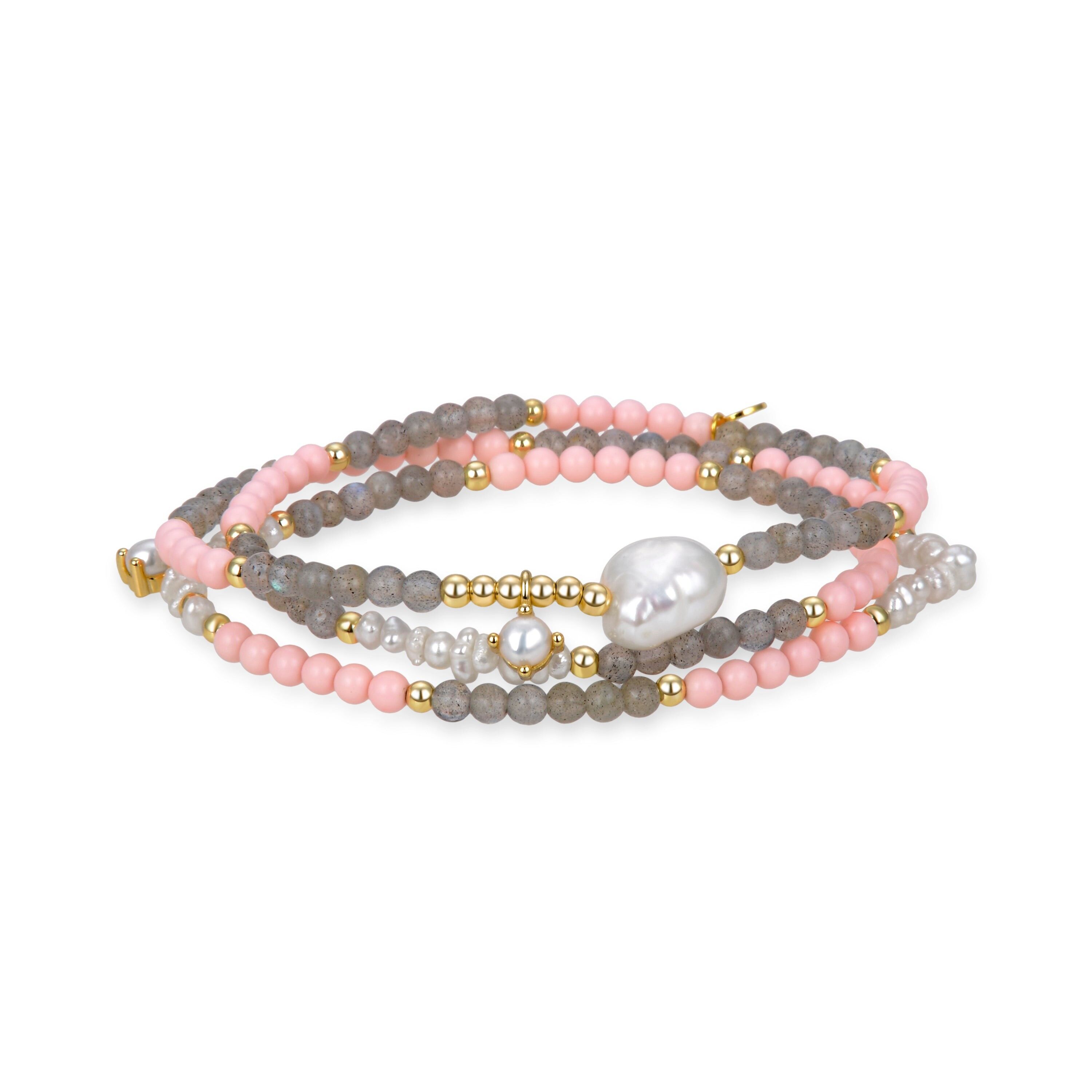 Bracciale Luxenter in argento sterling 925 con labradorite rifinito in oro giallo 18 carati - Nasy