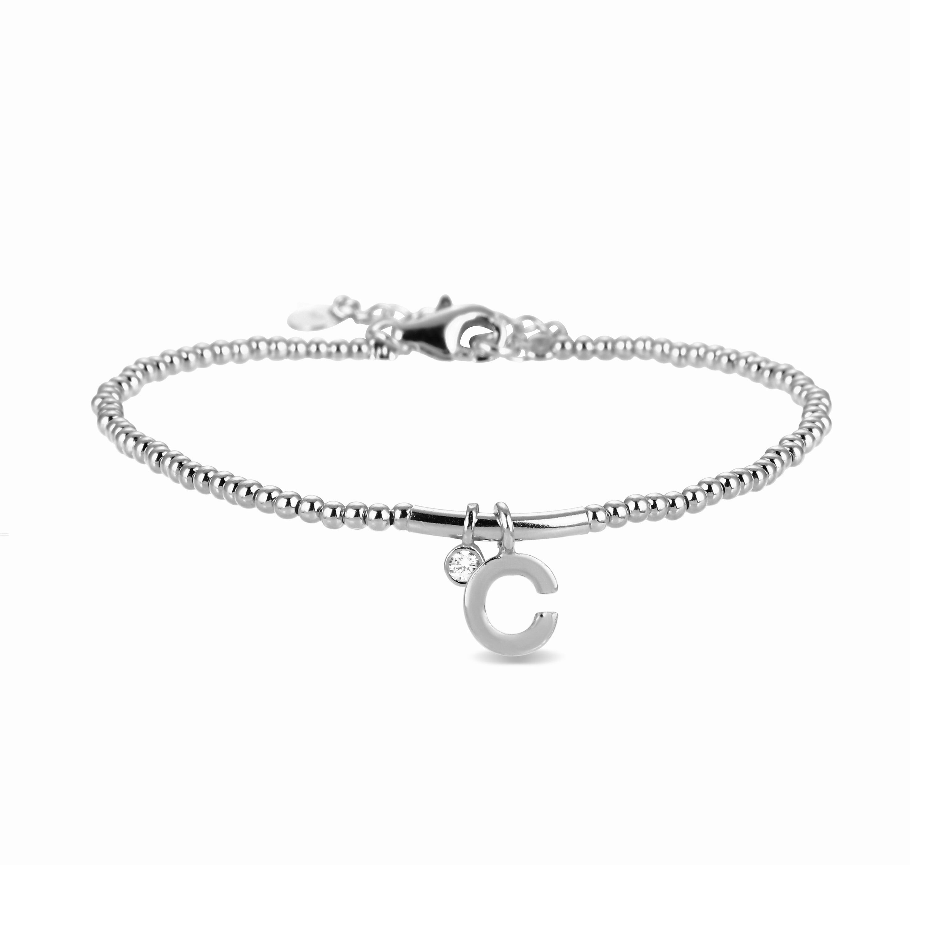Bracciale Luxenter in argento sterling 925 con finitura rodio - Alfabeto