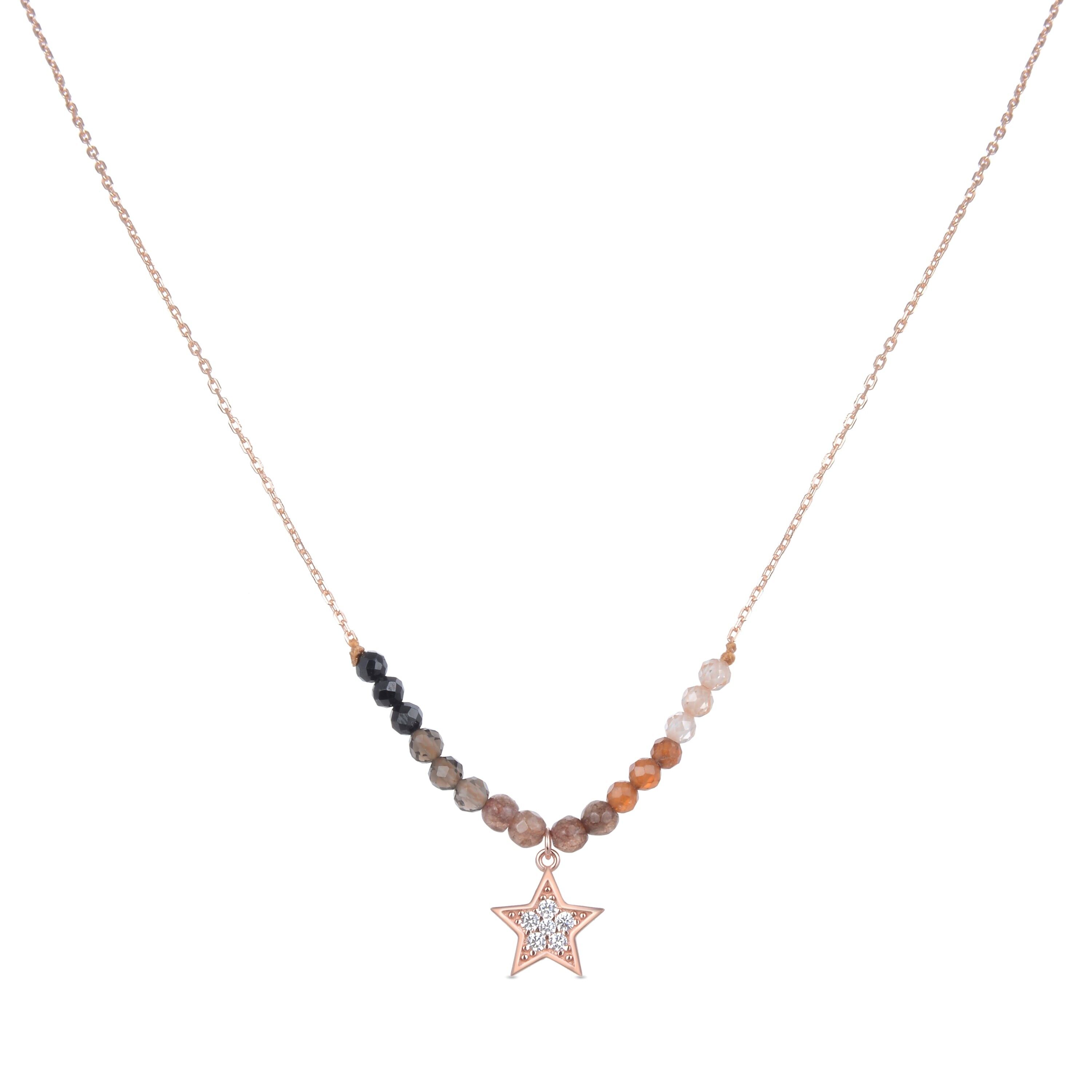 Collana Luxenter in argento sterling 925 con cristalli multicolori rifiniti in oro rosa 18 carati - Hezyi